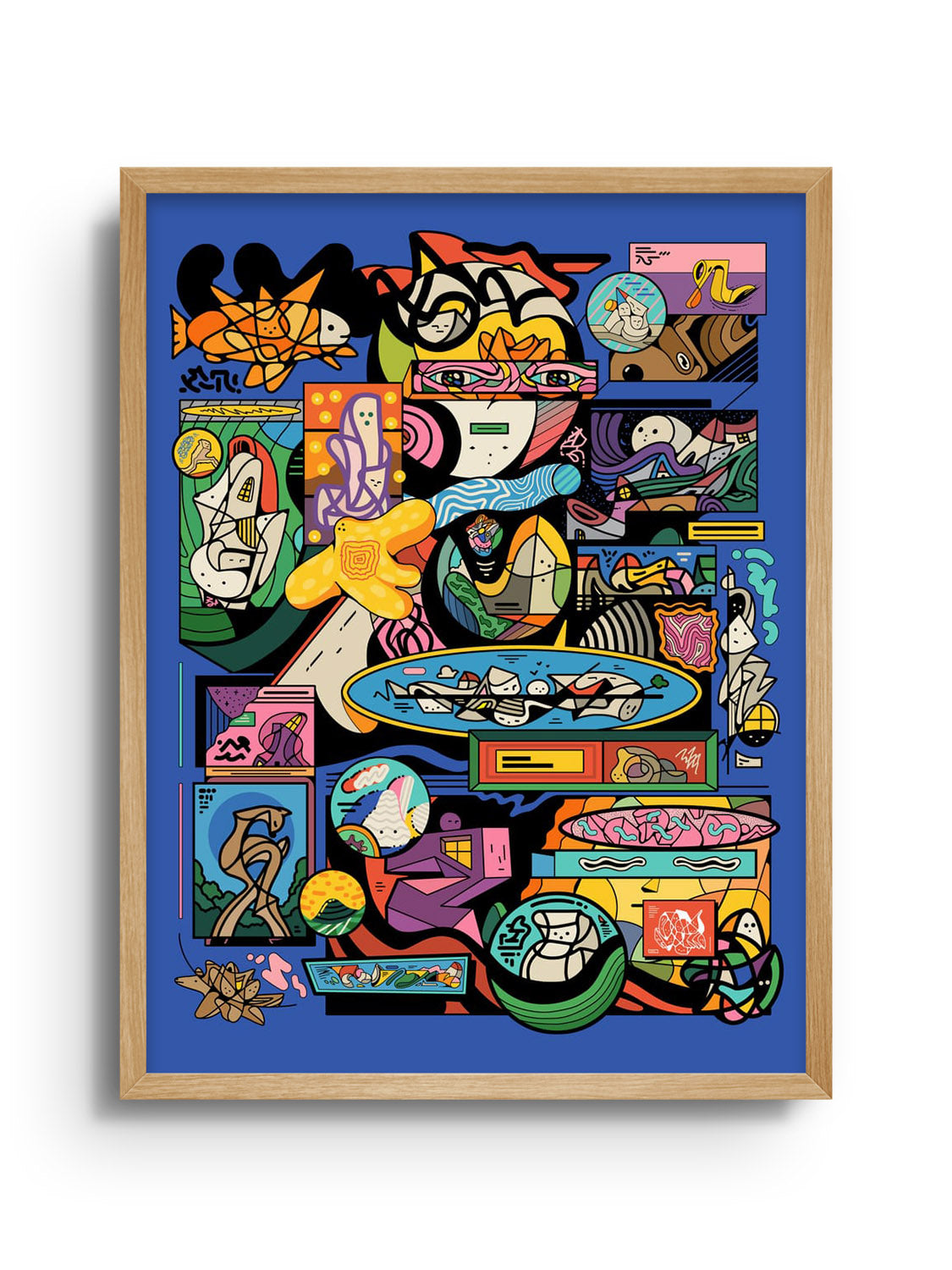 "Tuhrt" by Ori Toor, fine art print in a natural frame, featuring abstract, colorful design elements. |frame=Natural Frame|