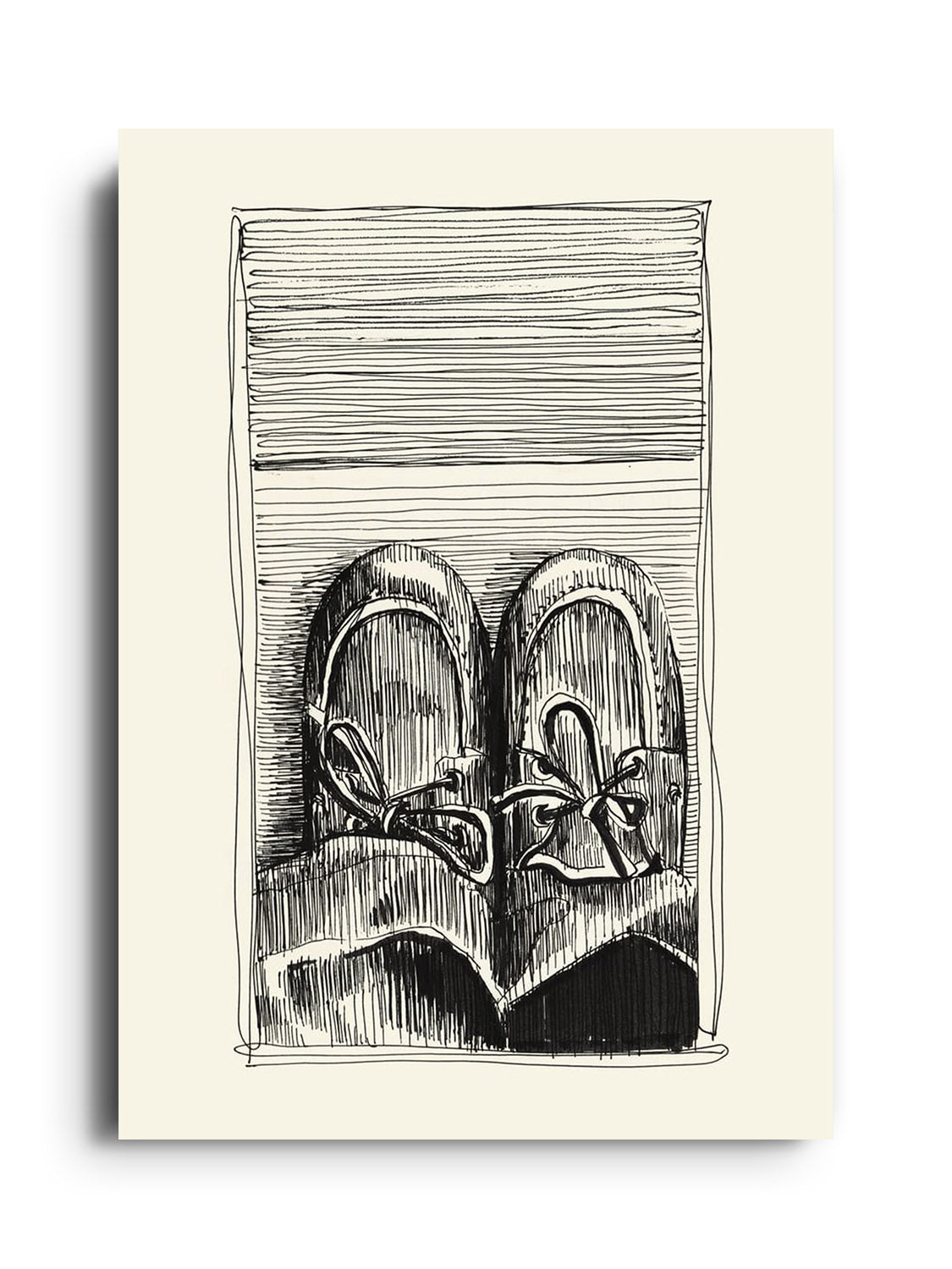 Unframed fine art print "Shoes + Jeans" by Emma Louise, featuring abstract depiction of shoes and jeans. |frame=Unframed|