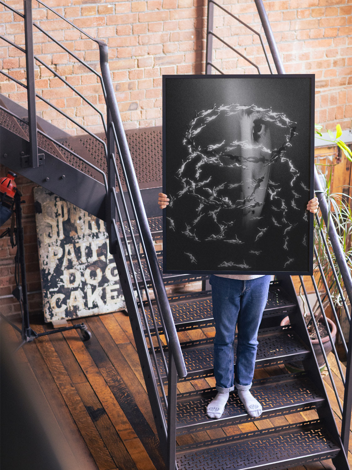 "Year of the Snake" by denisa rahma in black frame, lifestyle photo of fine art print in styled interior setting.