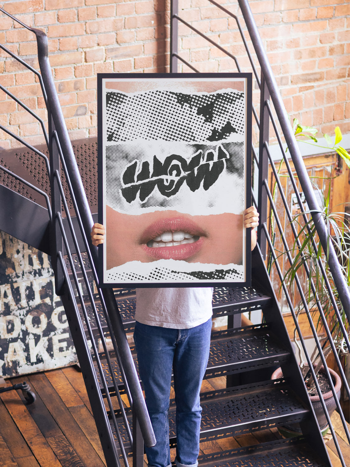 "Chico Leong's 'WOW A1 size' artwork in black frame, styled interior setting fine art print." |type=lifestyle|