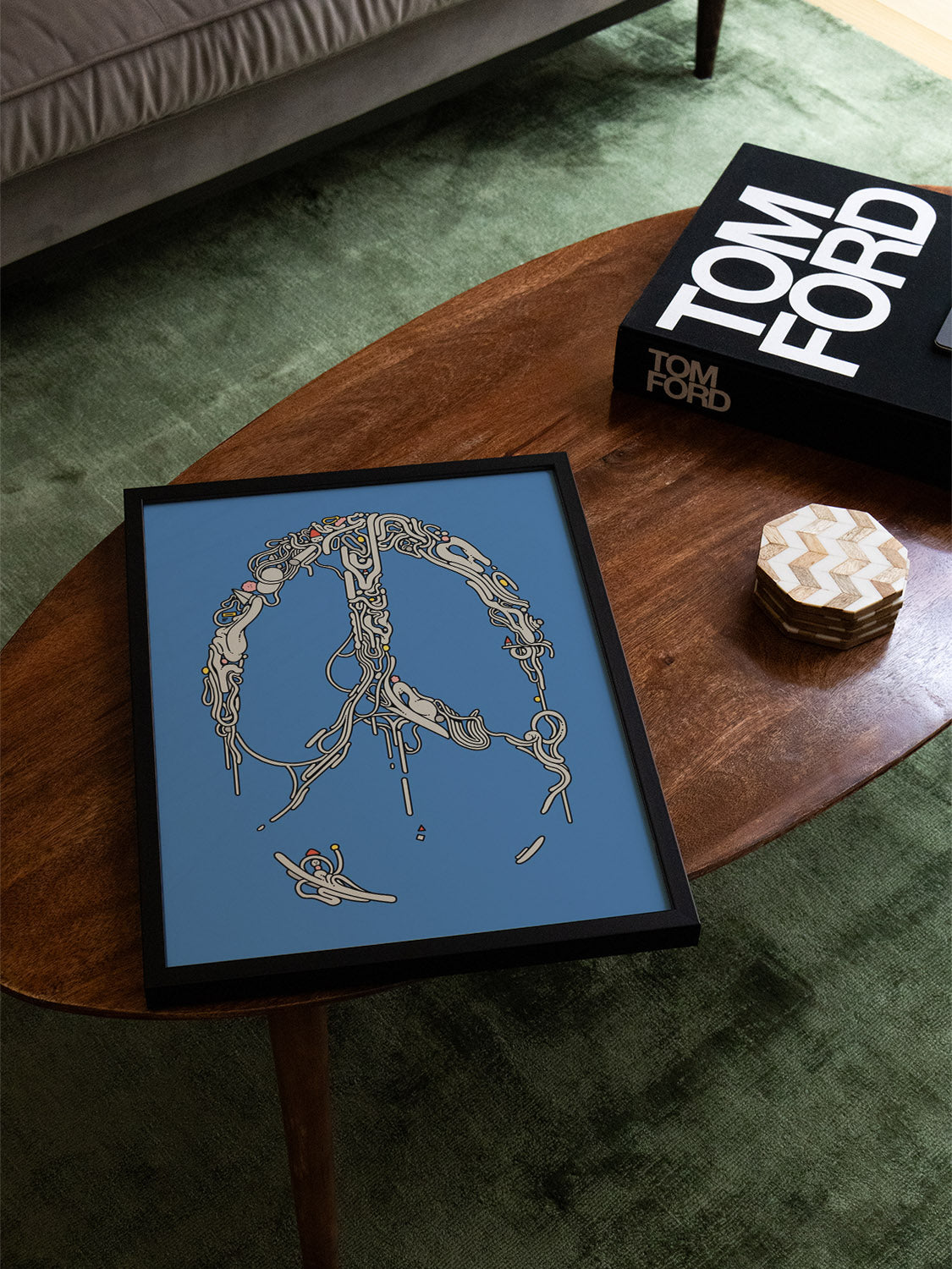 "Peach" by Ori Toor in black frame, fine art print displayed in modern interior setting. |type=lifestyle|