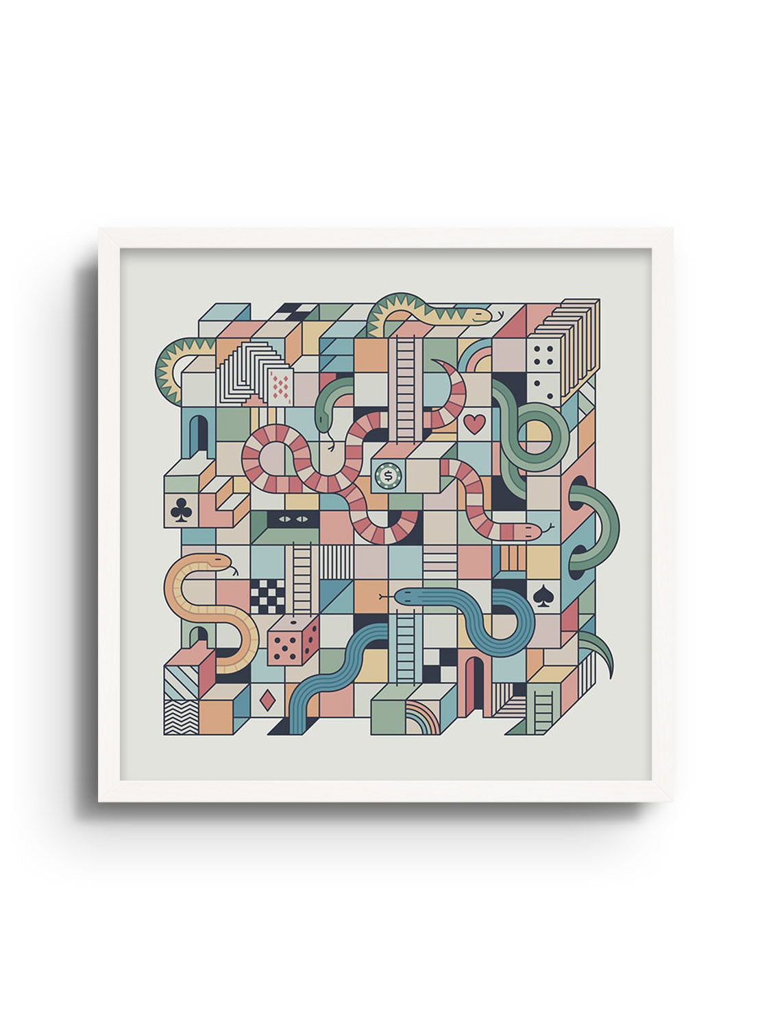 "Mental Block 12" by Rick Crane, fine art print in white frame. |frame=White Frame|