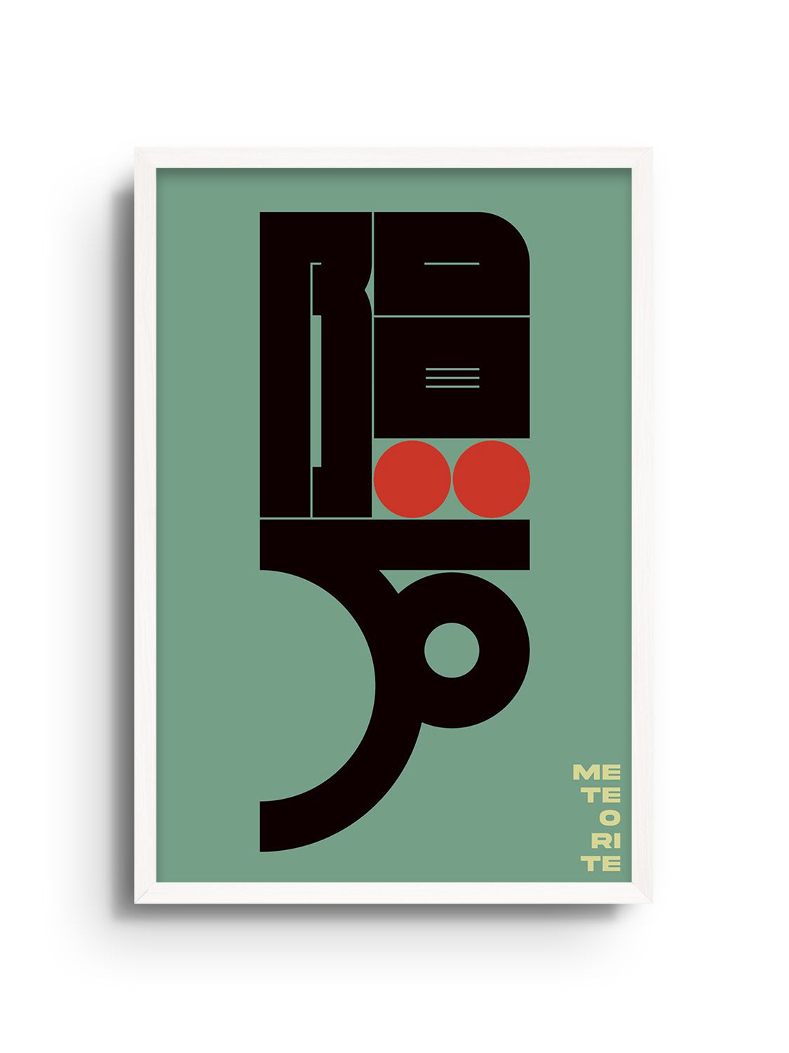 Fine art print "隕石 (Meteorite)" by Kenichi Minami in white frame, showcasing a dynamic cosmic scene.