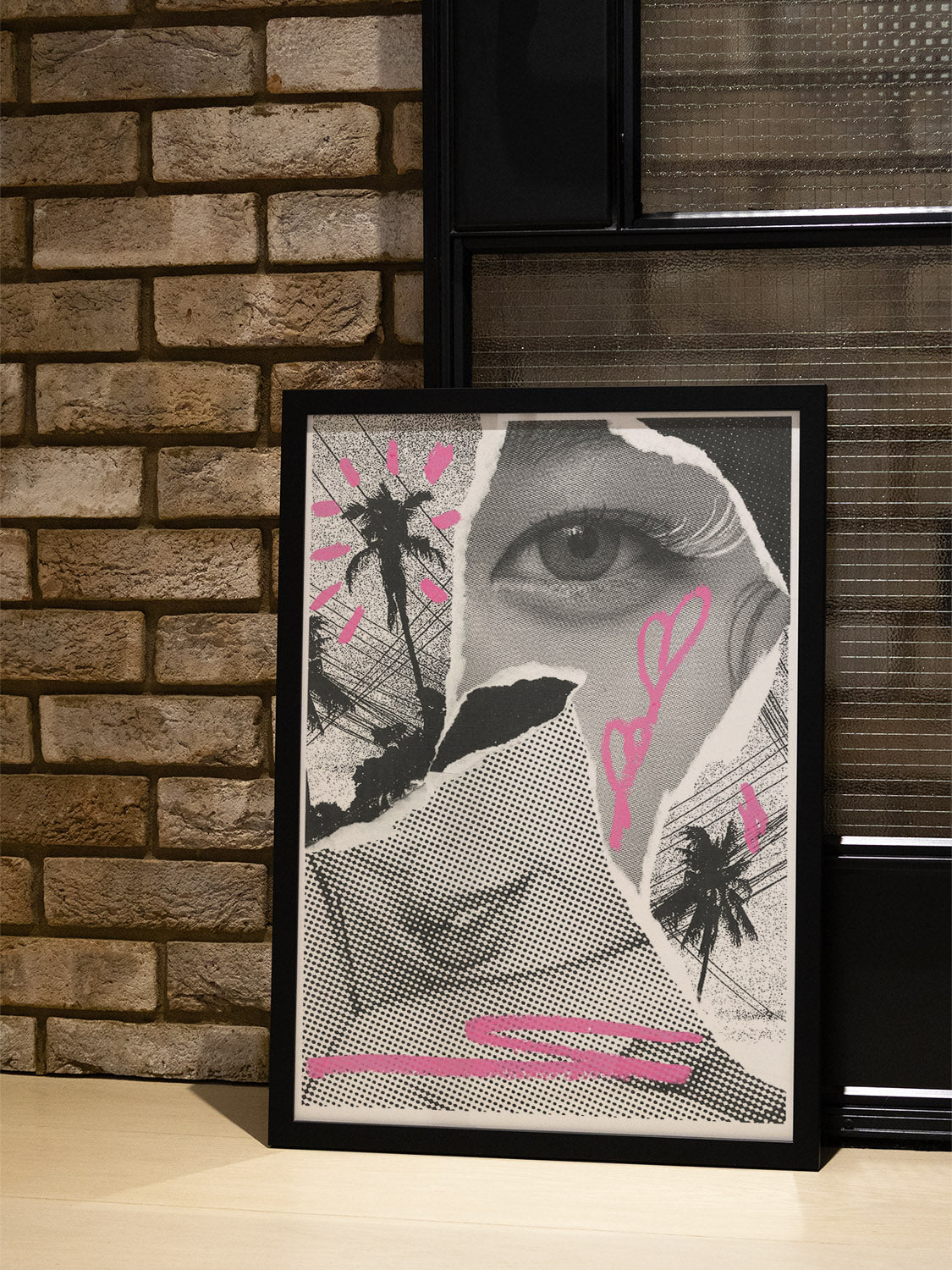 "SMILE" by Chico Leong, fine art print in black frame displayed in styled interior setting. |type=lifestyle|