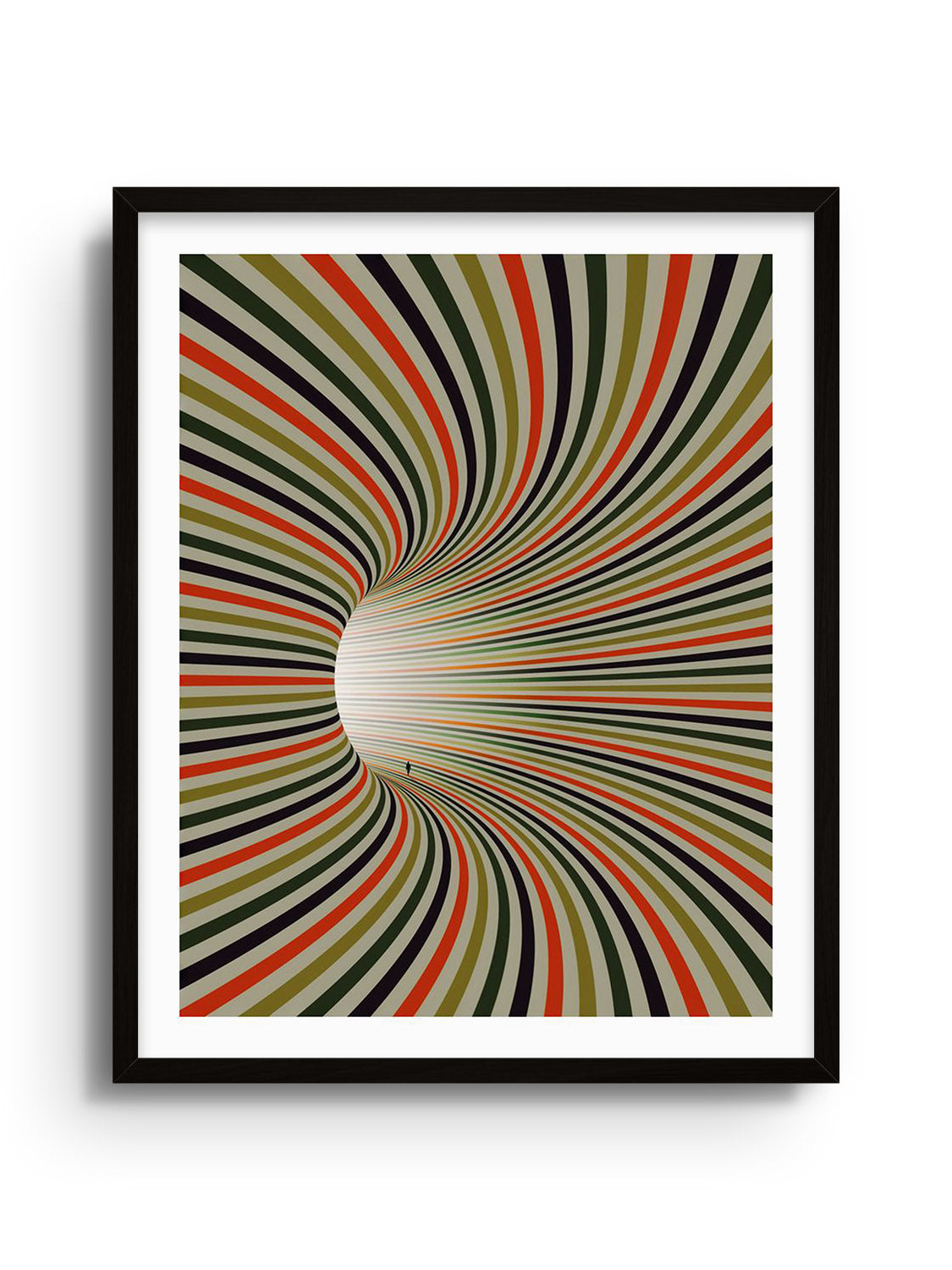 "Retrograde" by Michael Strevens fine art print in black frame.