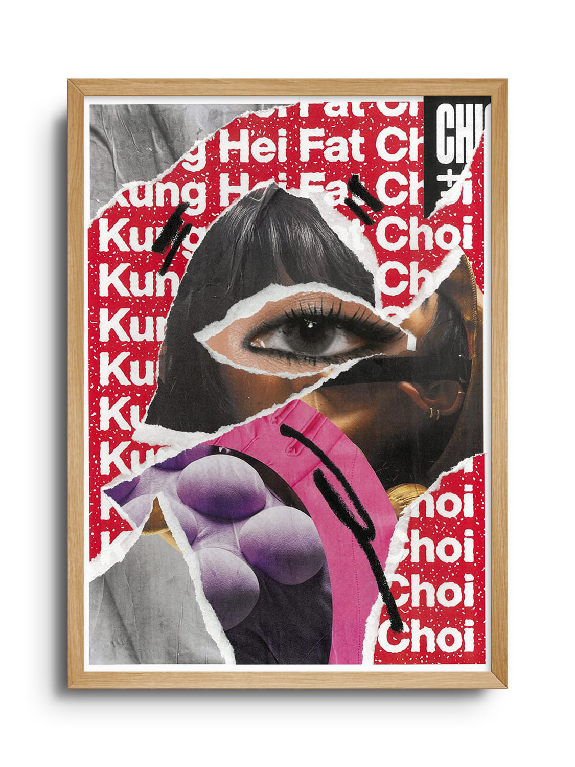 "KUNG HEI FAT CHOI" by Chico Leong in Natural Frame – Fine Art Print Display |frame=Natural Frame|