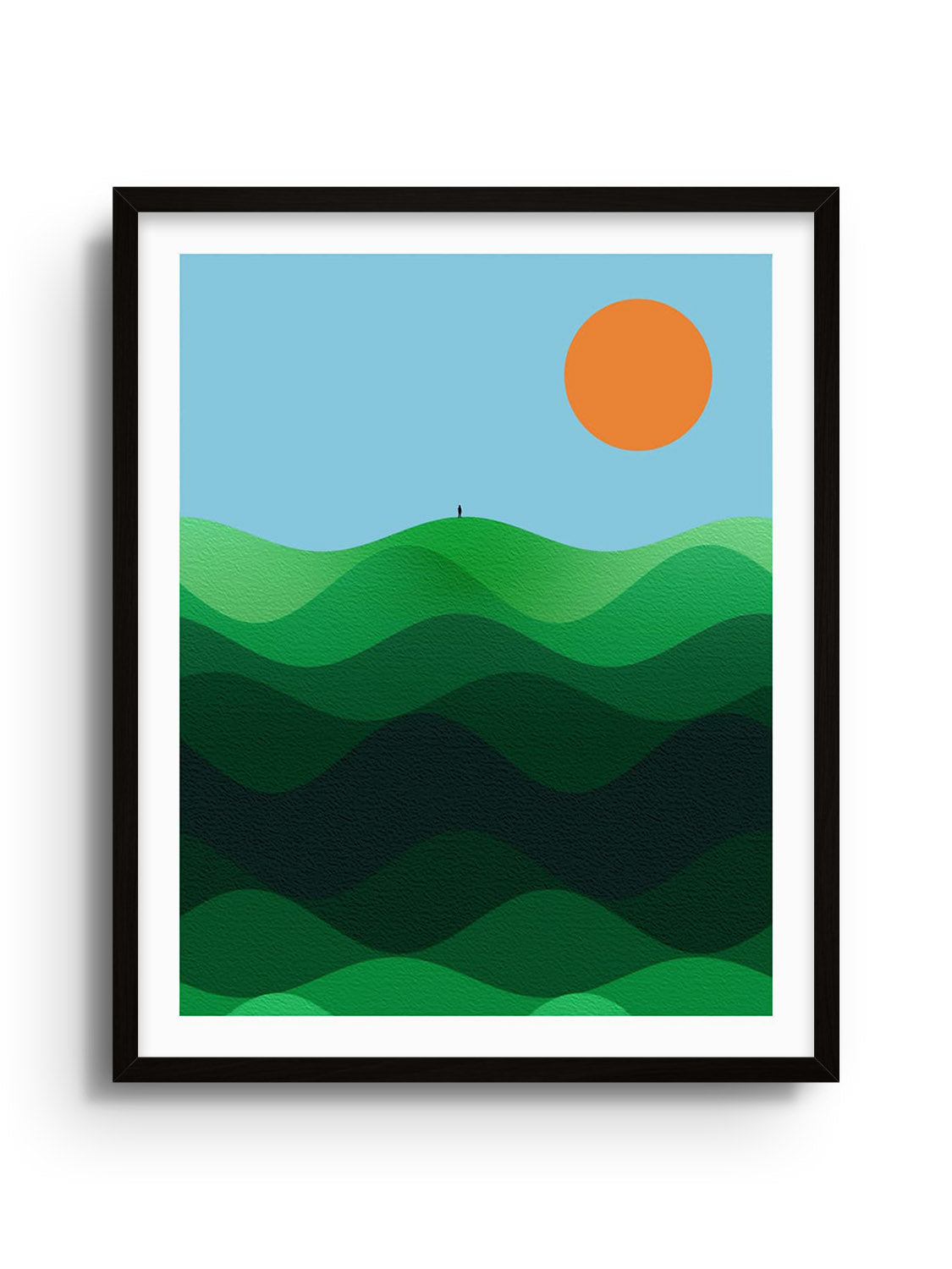 Fine art print "A Quiet Ascent" by Michael Strevens in black frame, showcasing serene landscape and minimalist style. |frame=Black Frame|