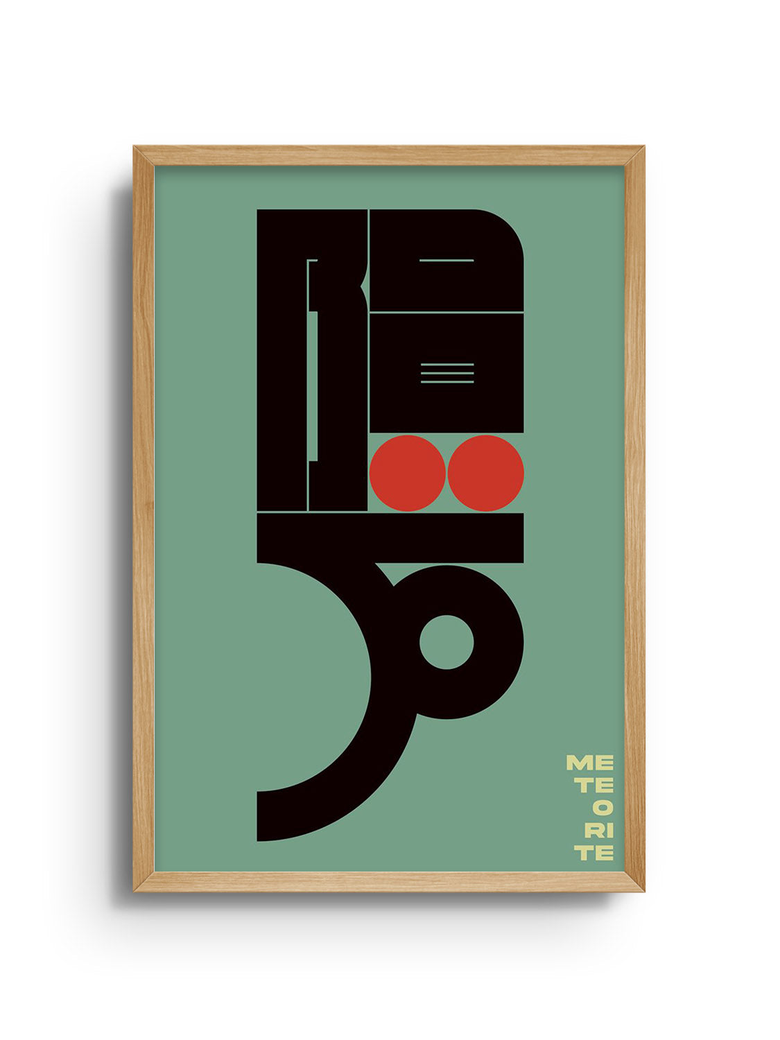 "隕石 (Meteorite)" art print by Kenichi Minami in natural frame, showcasing abstract celestial imagery.