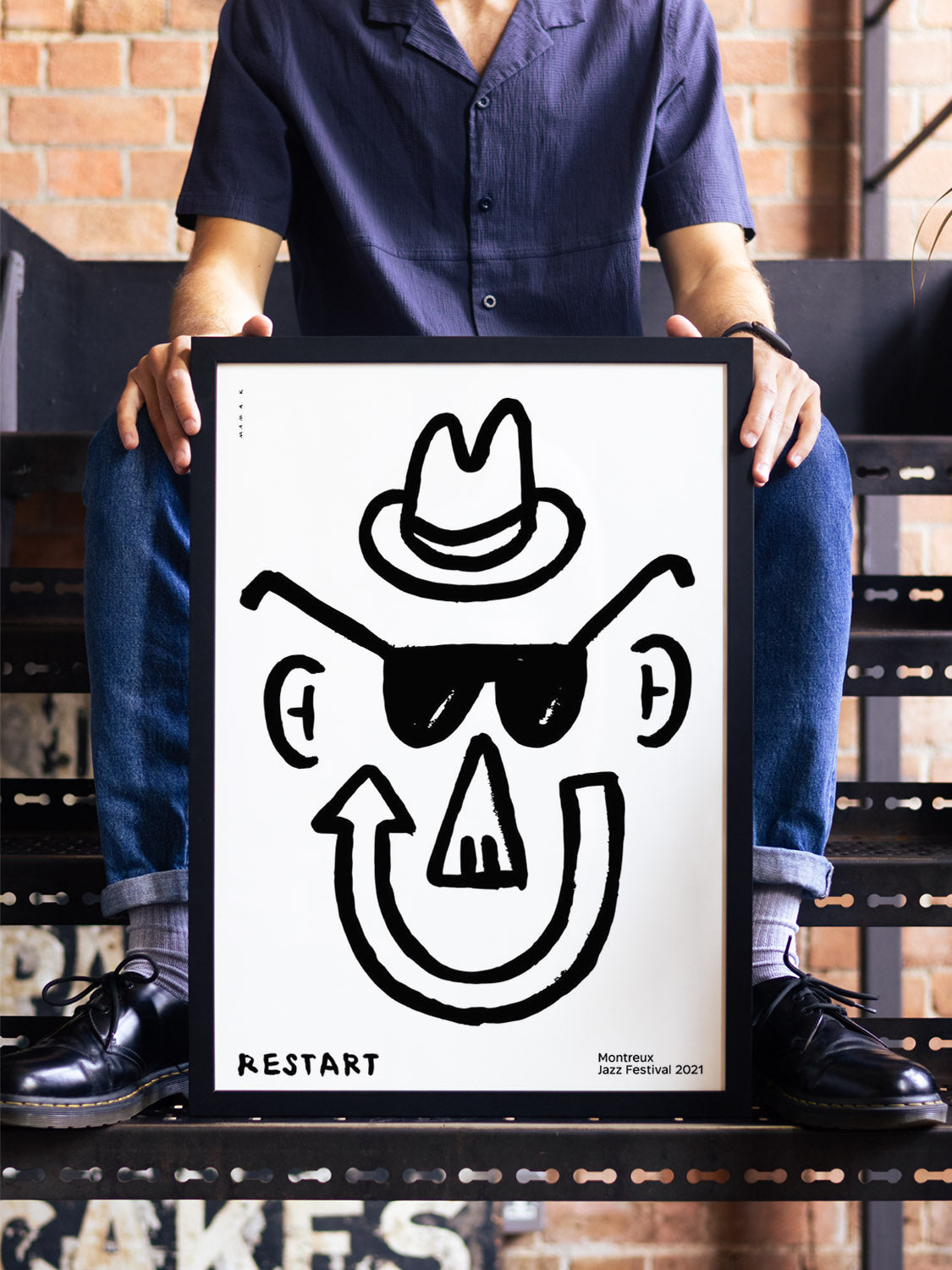 "Montreus Jazz Festival" by Bartosz Mamak in black frame displayed in a styled interior setting. |type=lifestyle|