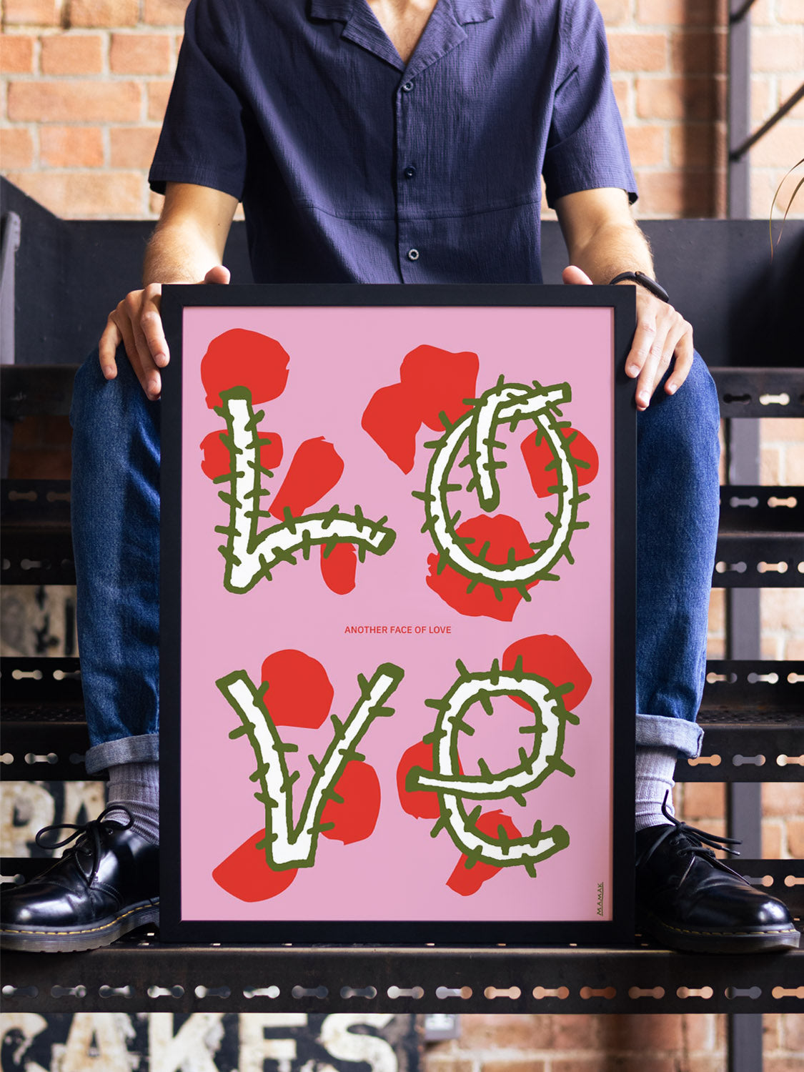 "Another Face Of Love" by Bartosz Mamak displayed in a styled interior, framed in black. |type=lifestyle|