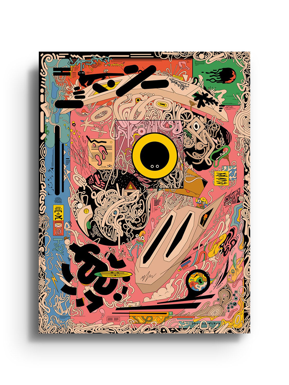 Unframed fine art print "Wallbends" by Ori Toor showcasing dynamic abstract design with vibrant colors. |frame=Unframed|