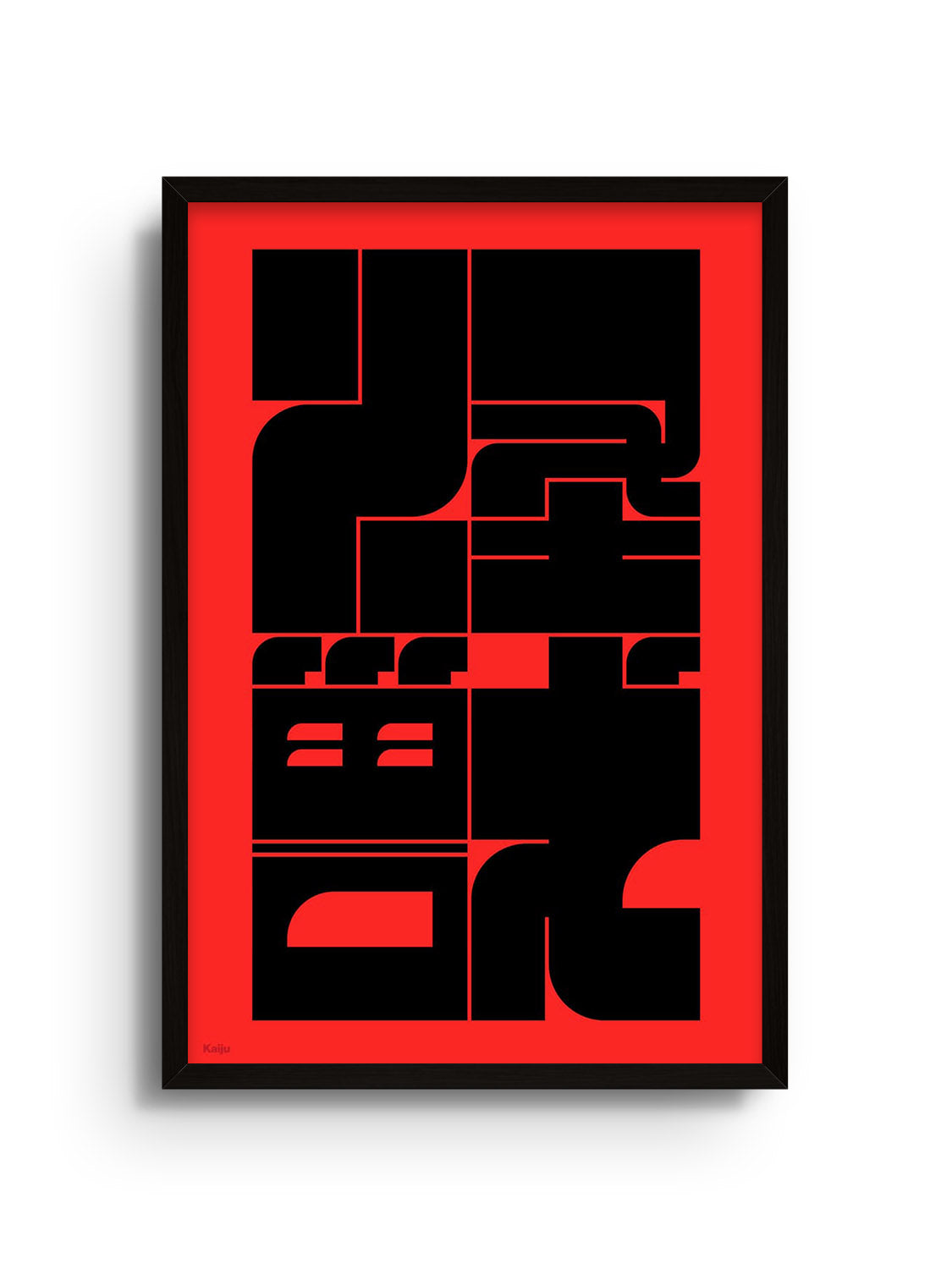 "怪獣 (Kaiju)" fine art print by Kenichi Minami in black frame, showcasing an impressive monster depiction. |frame=Black Frame|