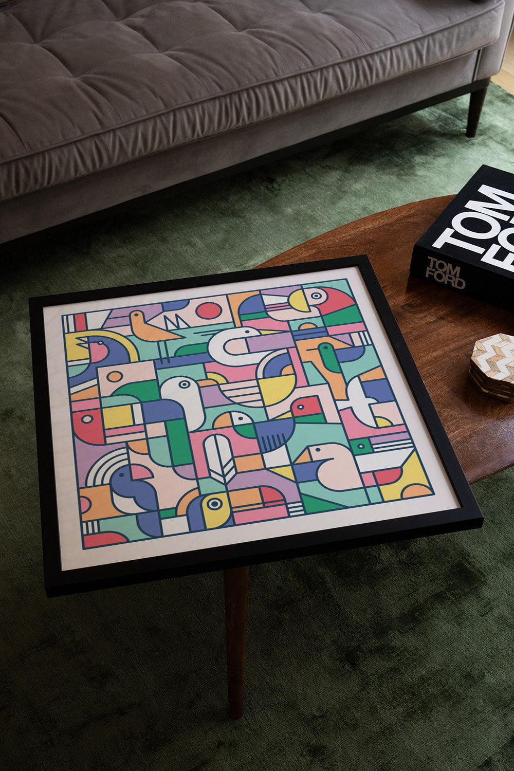 "Nature Study – Ornithology" by Rick Crane, fine art print in black frame displayed in a styled interior setting. |type=lifestyle|