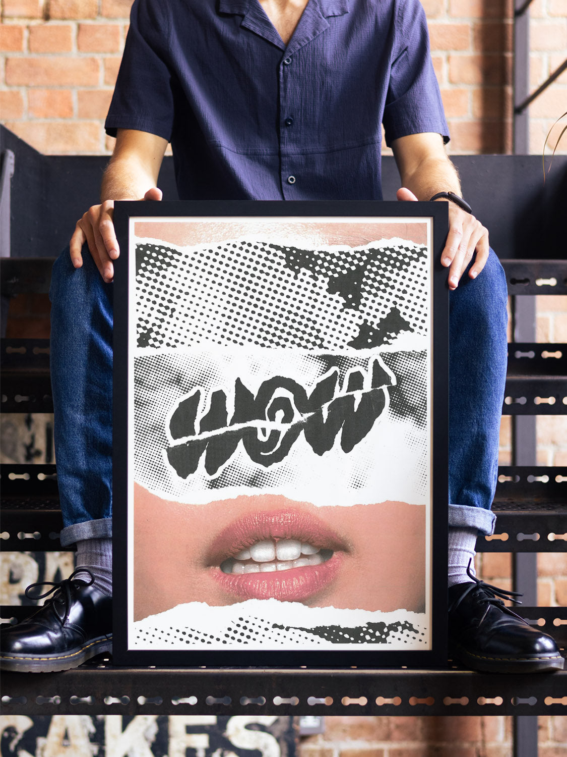 "WOW A1 size" by Chico Leong in black frame displayed in a stylish interior setting. |type=lifestyle|