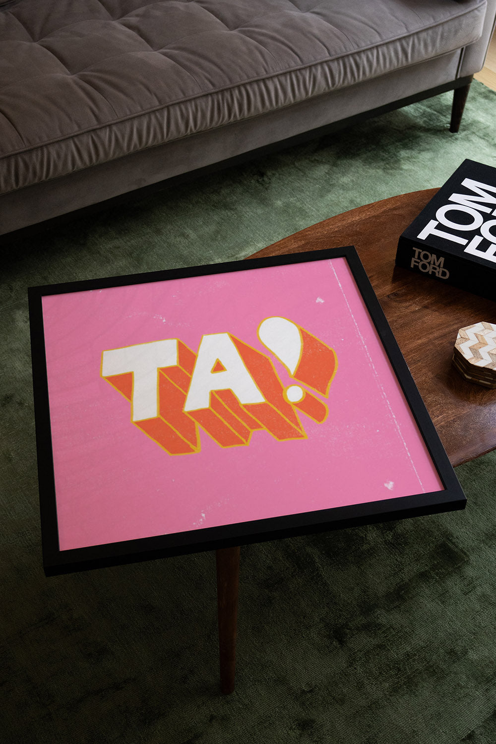 "TA!" by Sophia Sky in black frame, fine art print in styled interior setting. |type=lifestyle|