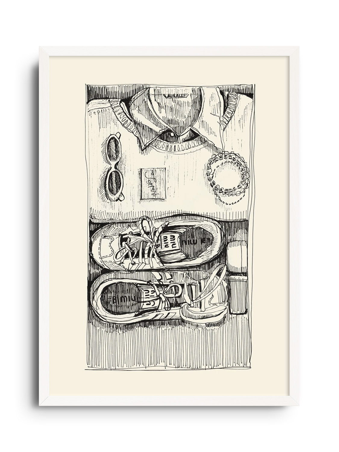 "Daily Flat Lays" by Emma Louise, fine art print in white frame |frame=White Frame|