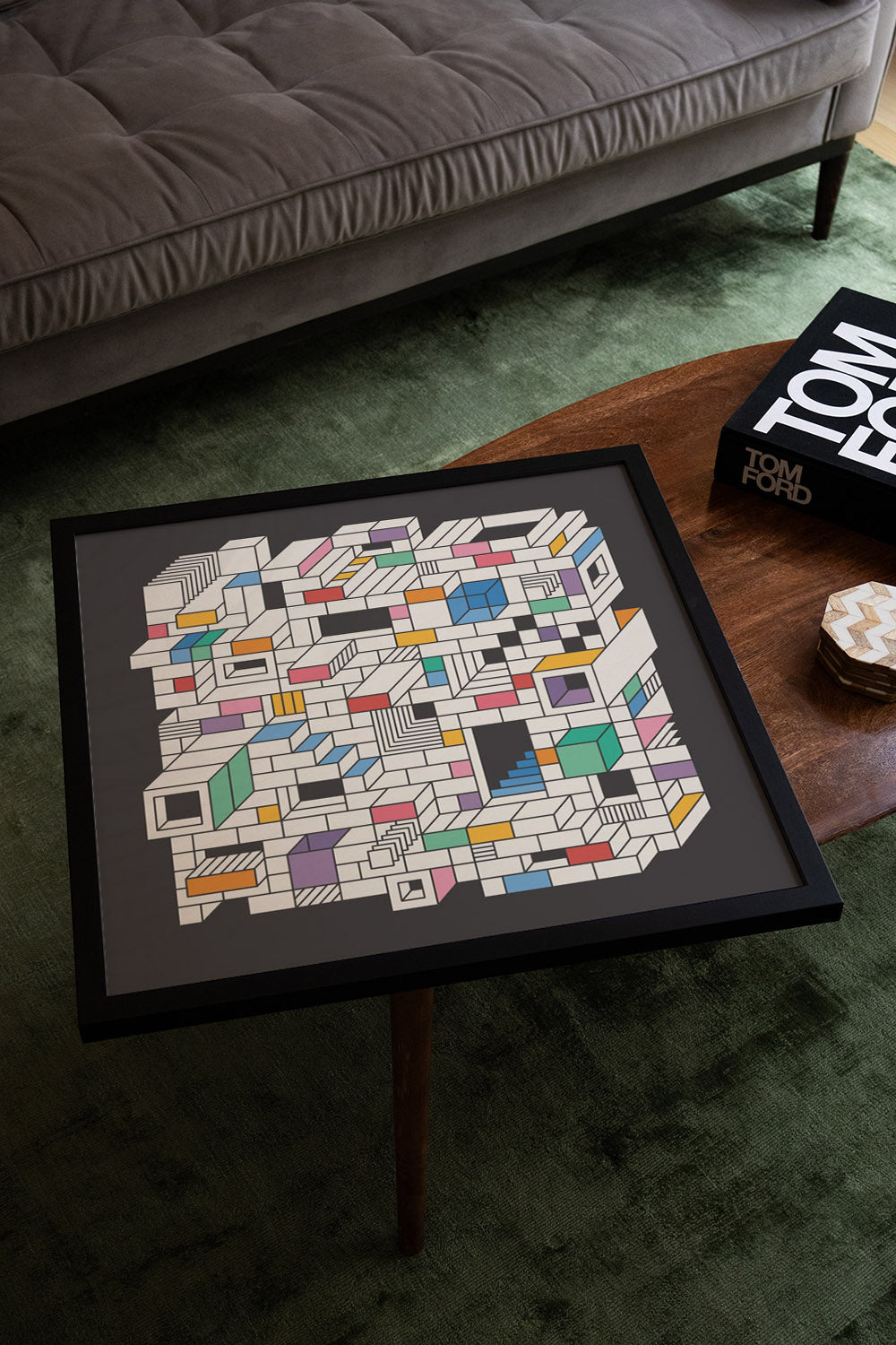 "Mental Block 06" by Rick Crane displayed, fine art print in black frame, styled interior setting. |type=lifestyle|