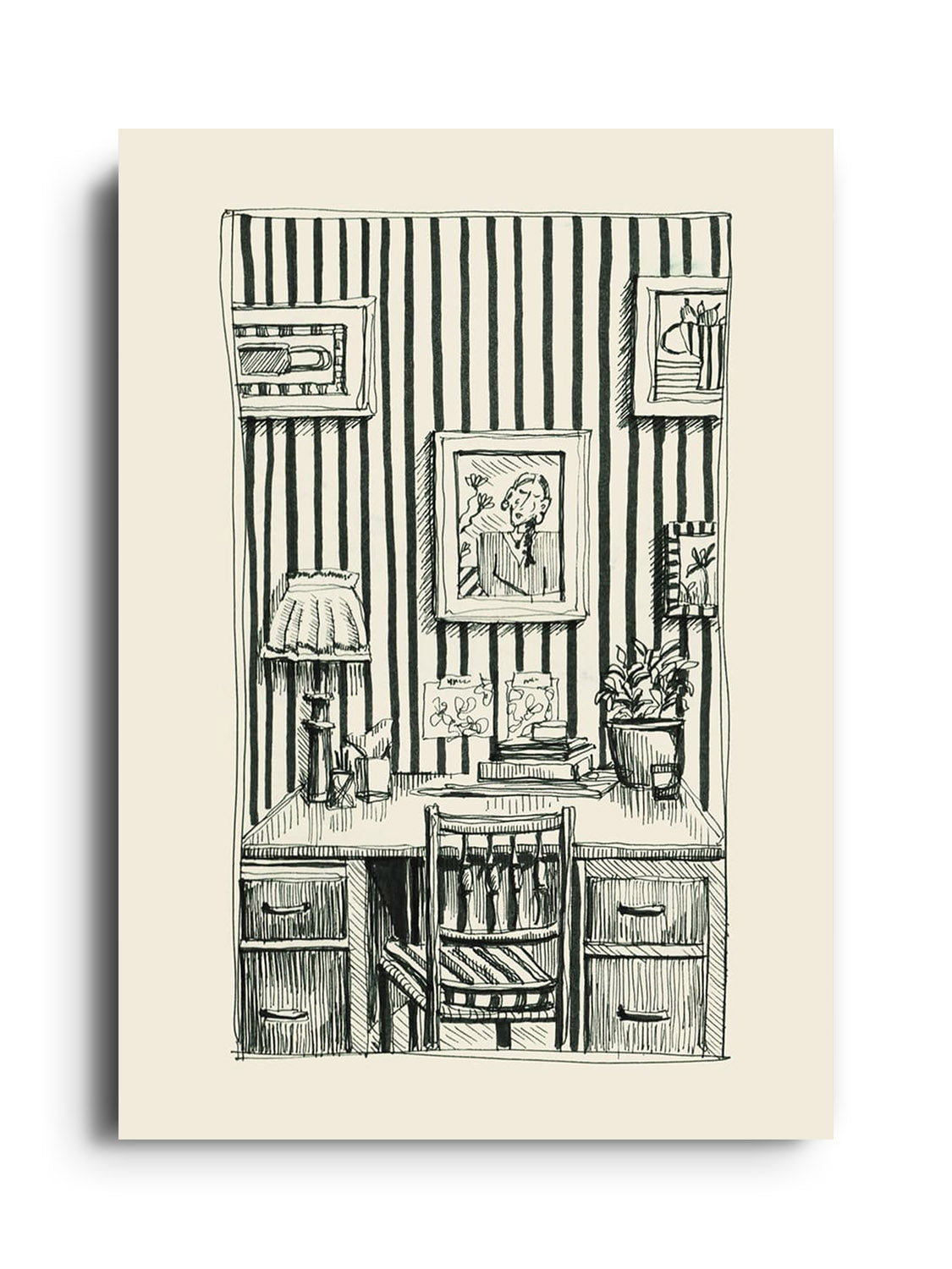 Unframed fine art print "Work From Home" by Emma Louise, showcasing a modern remote workspace theme. |frame=Unframed|