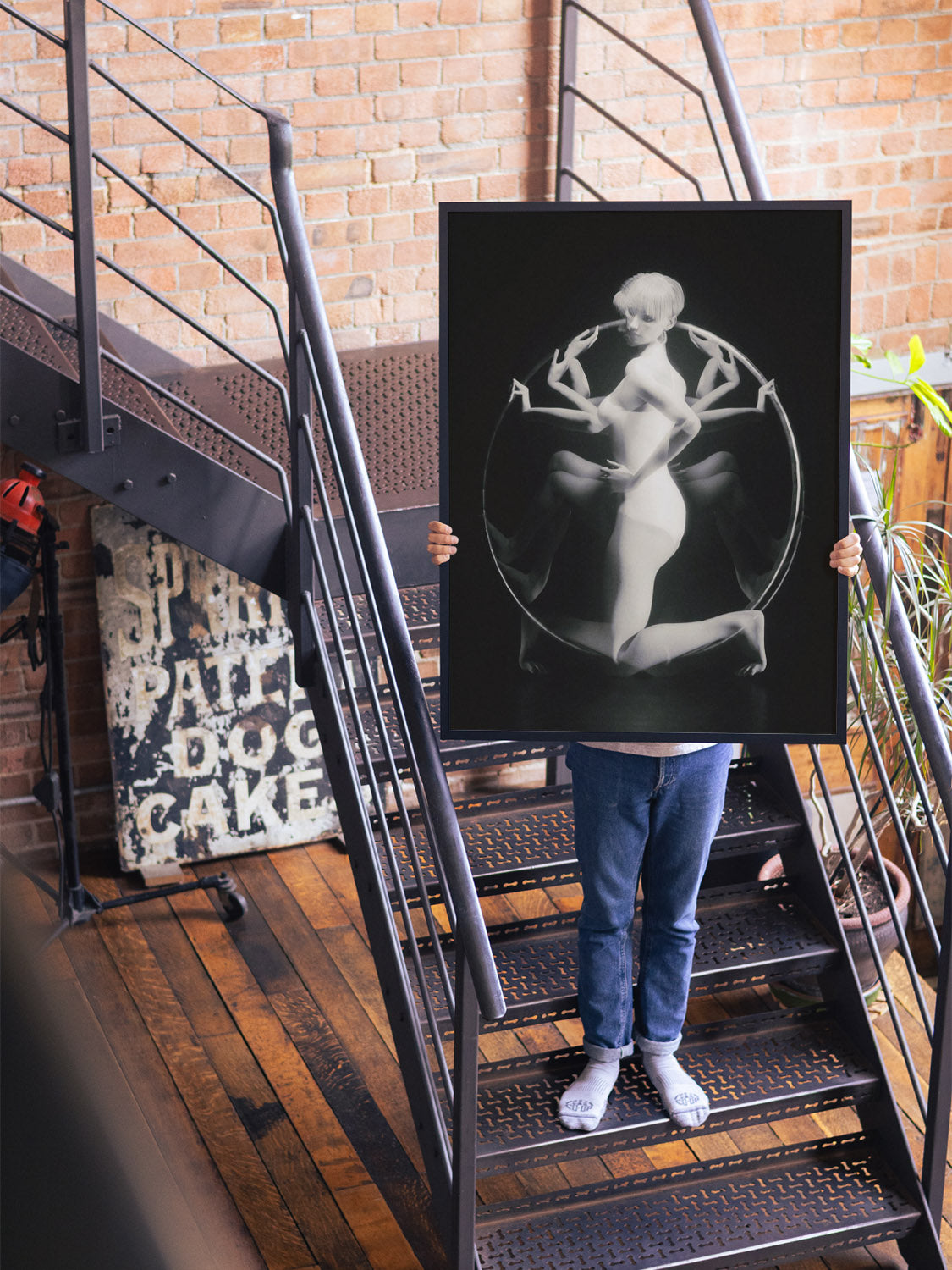 "Dancer in the Dark" by denisa rahma in black frame, displayed in styled interior setting, fine art print decor.