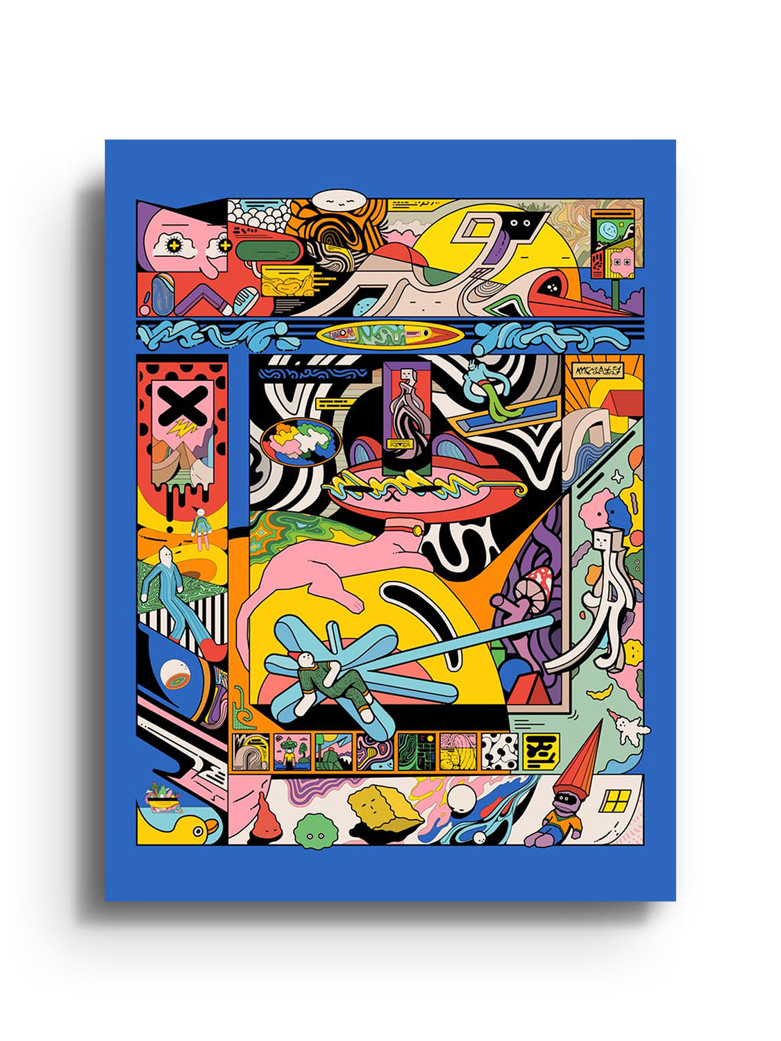 Fine art print "Yuptkd" by Ori Toor, displayed unframed, showcasing intricate abstract design and vibrant colors. |frame=Unframed|