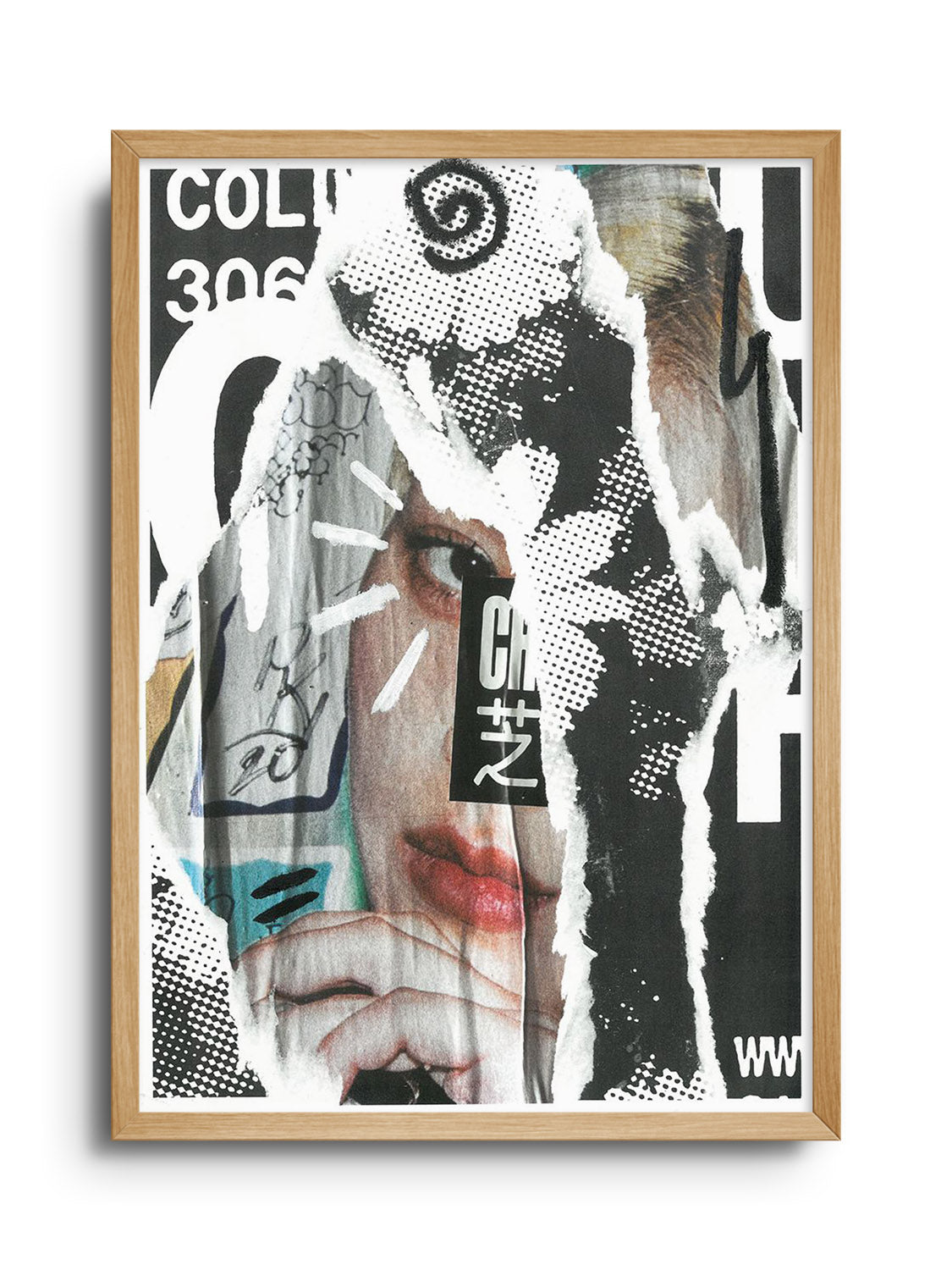 Fine art print "MY CITY" by Chico Leong displayed in a natural frame.