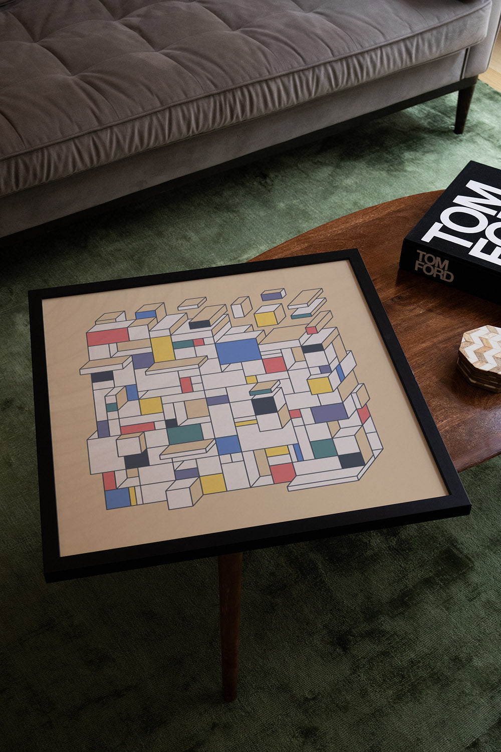 "Mental Block 13" by Rick Crane, fine art print in black frame, displayed in a styled interior setting. |type=lifestyle|