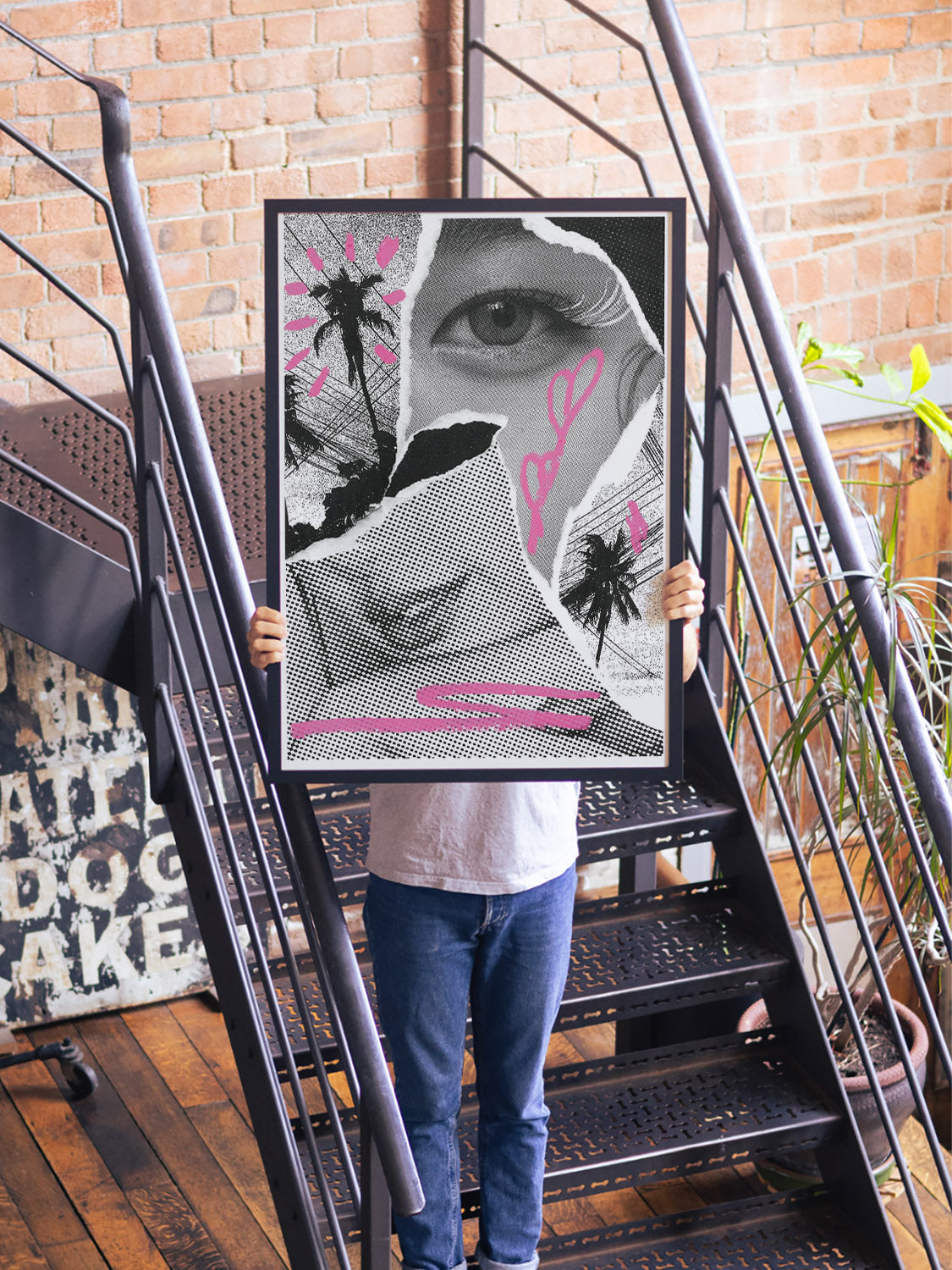 "SMILE" by Chico Leong in black frame displayed in styled interior setting |type=lifestyle|