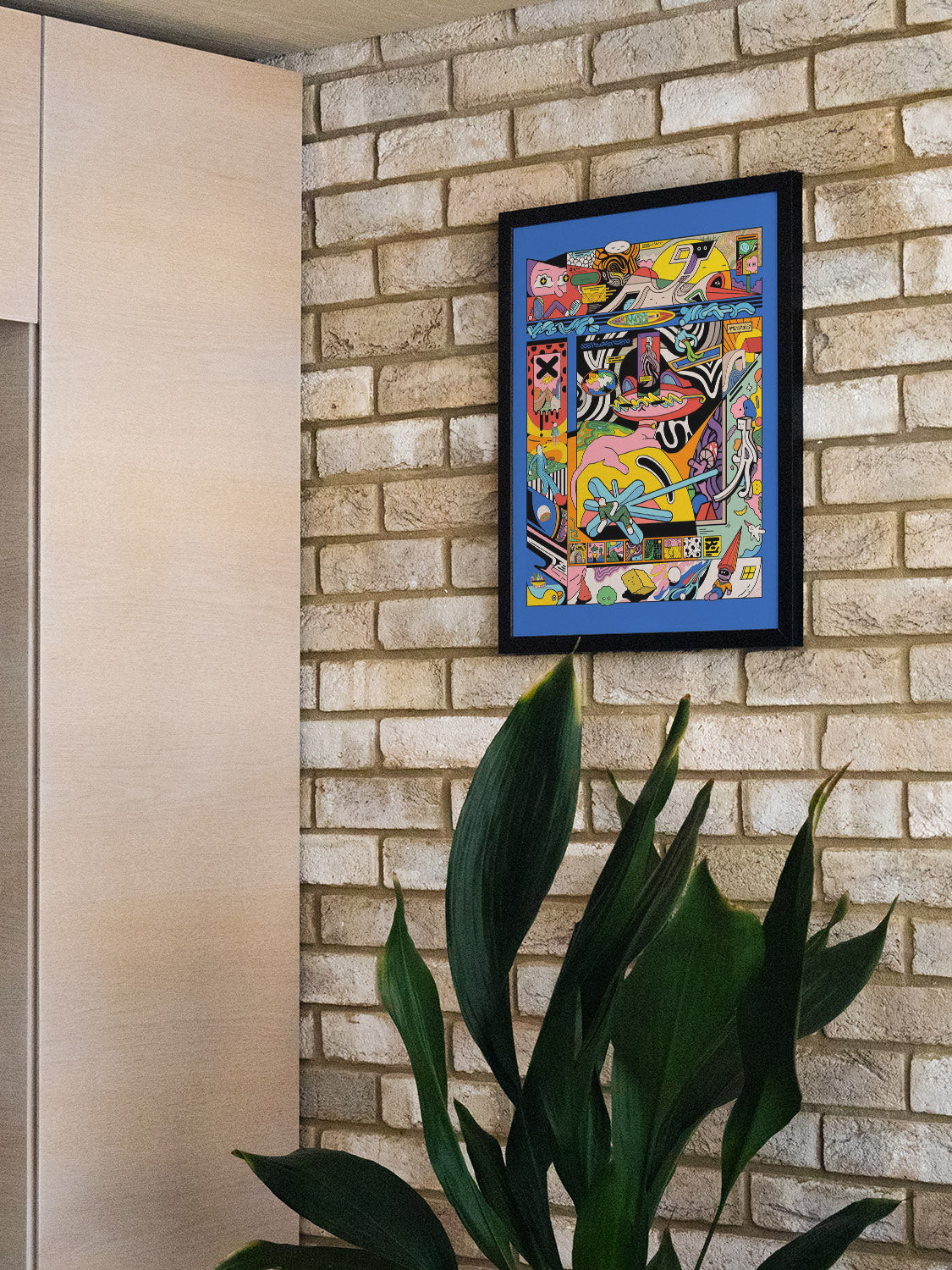 "Yuptkd" by Ori Toor fine art print in black frame displayed in modern interior setting. |type=lifestyle|