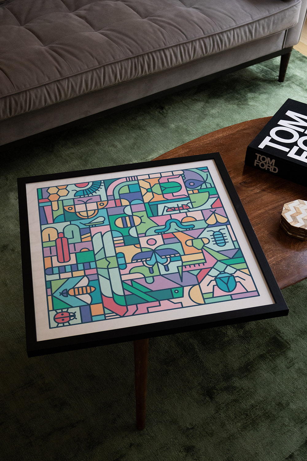 "Nature Study – Entomology by Rick Crane displayed in white frame, styled interior setting" |type=lifestyle|