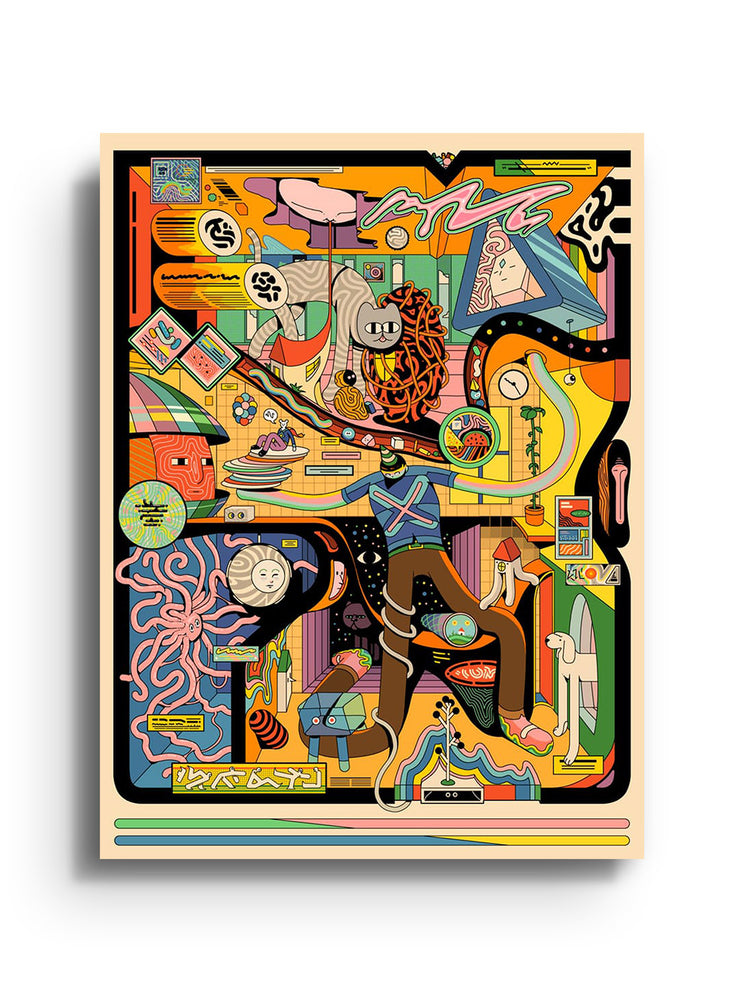 "Framographic2" by Ori Toor, fine art print in unframed style, vibrant abstract design featuring bold, fluid lines. |frame=Unframed|