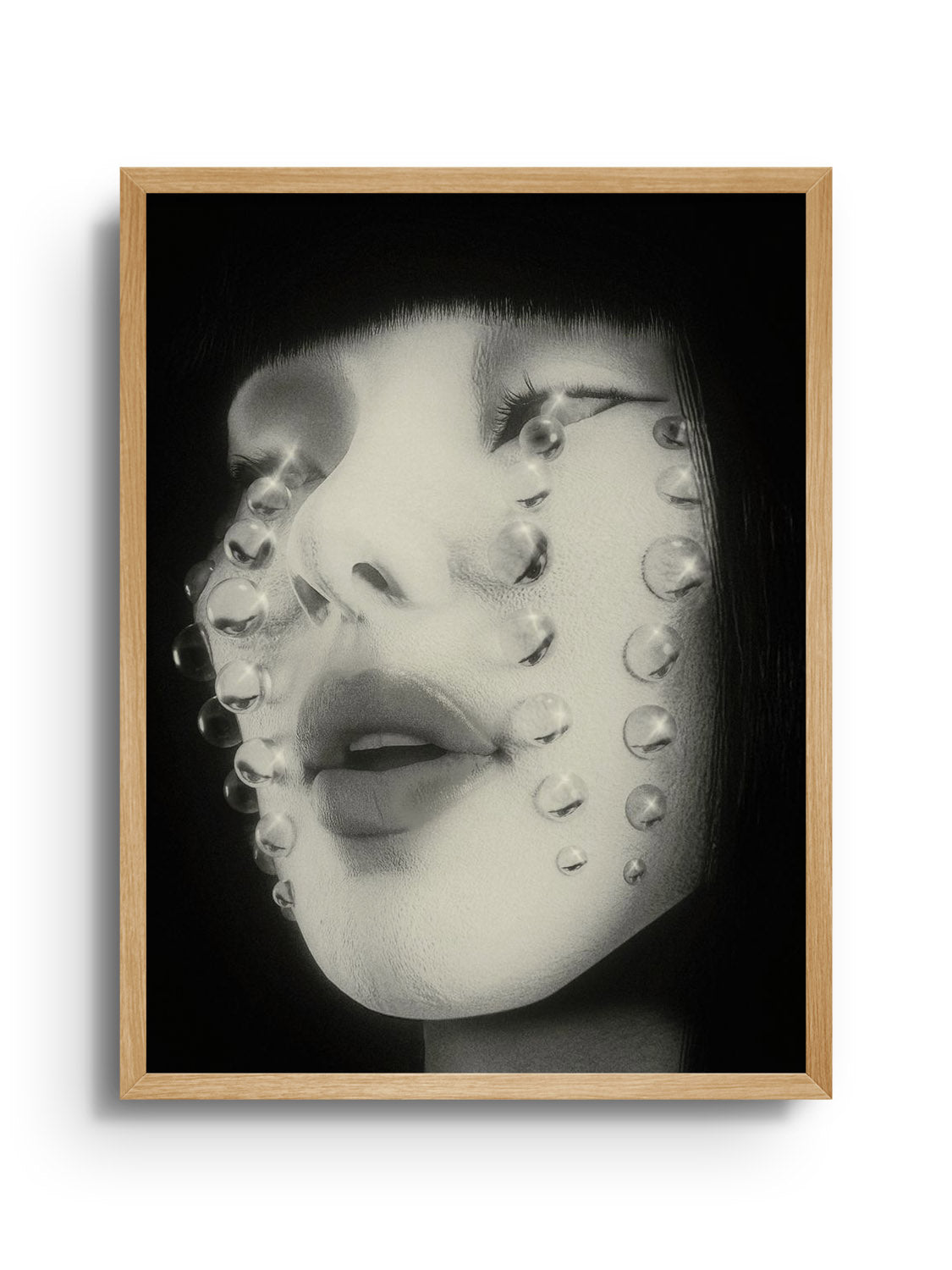 "Tears of Joy" fine art print by denisa rahma in natural frame, showcasing expressive, colorful emotions in a curated piece.