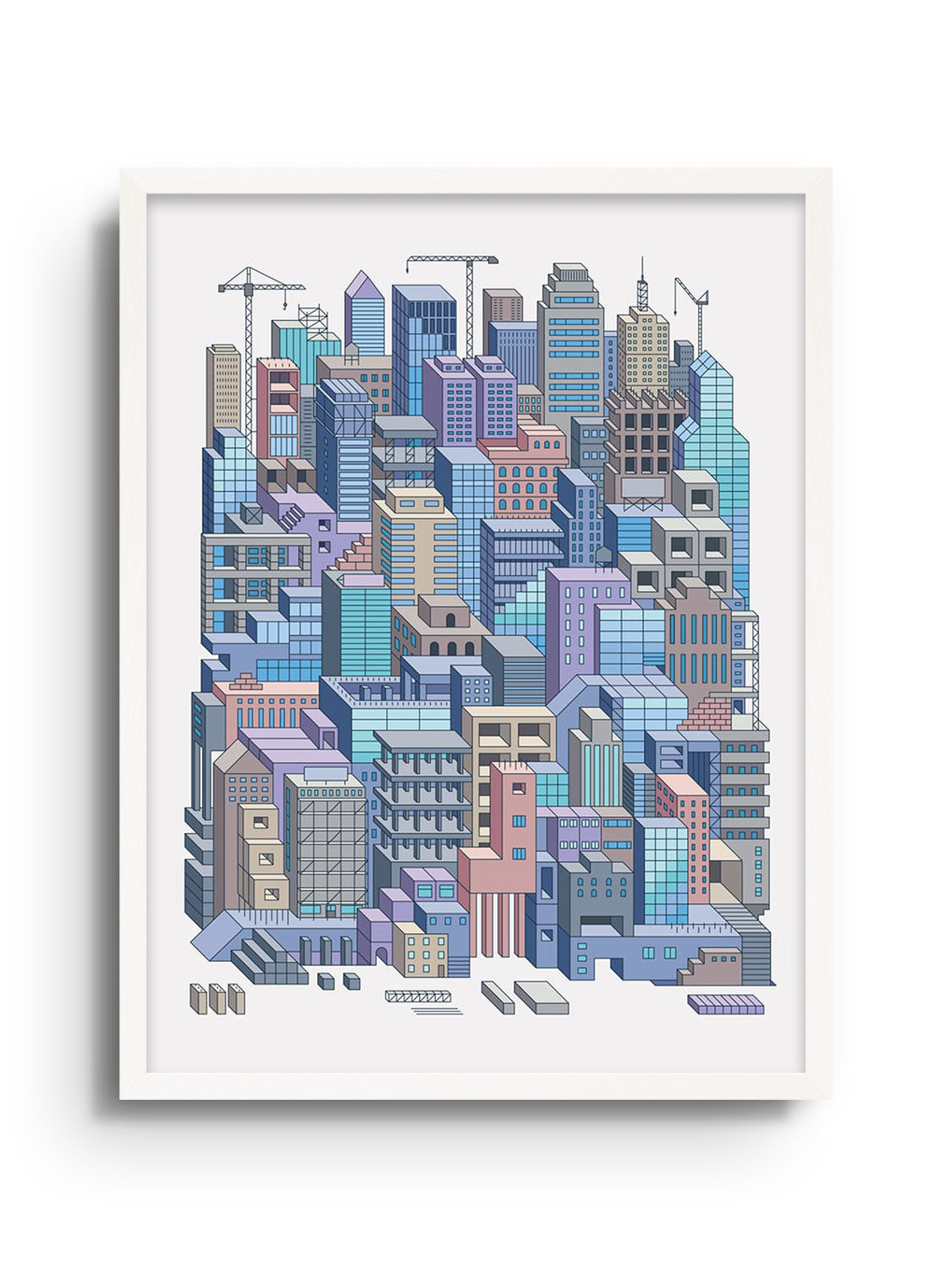 "City Builders (Daytime)" fine art print by Rick Crane in white frame |frame=White Frame|