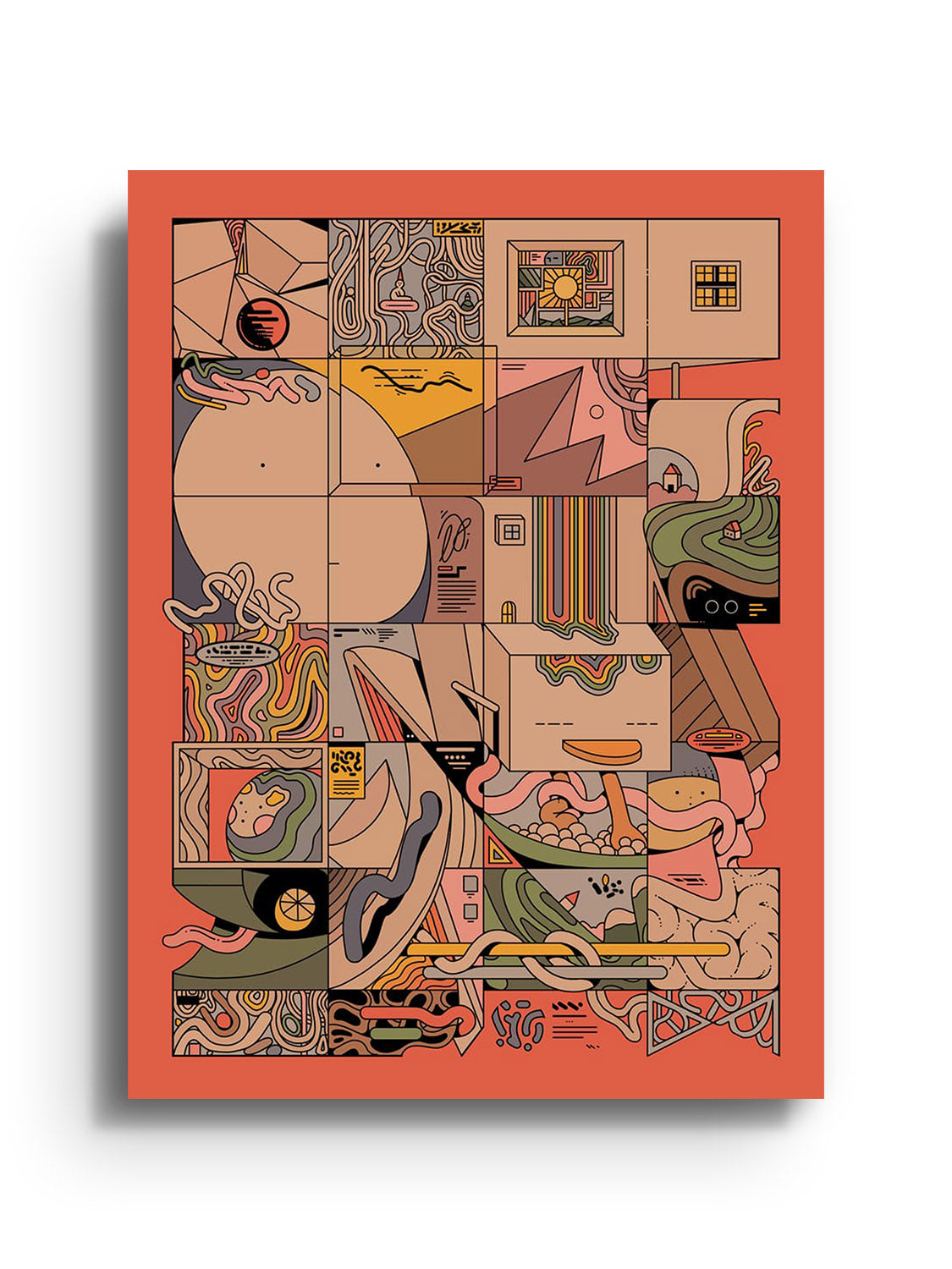 Fine art print "Grido" by Ori Toor displayed as unframed print, showcasing vibrant abstract design. |frame=Unframed|