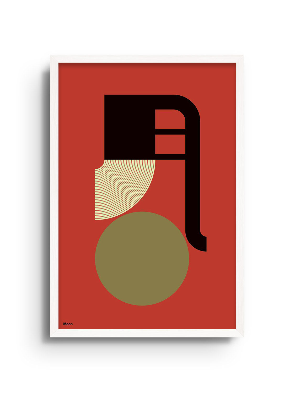 "月 (Moon)" fine art print by Kenichi Minami in white frame.