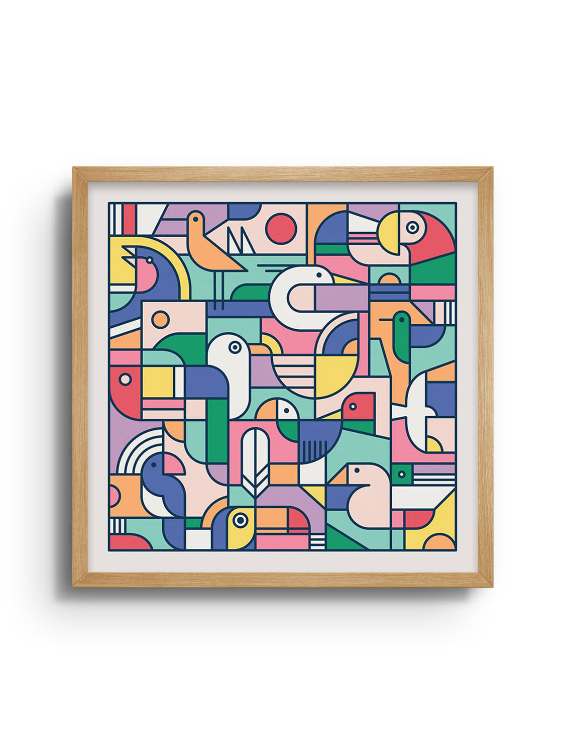 "Nature Study – Ornithology" by Rick Crane, fine art print in a Natural Frame, showcasing detailed bird illustrations. |frame=Natural Frame|