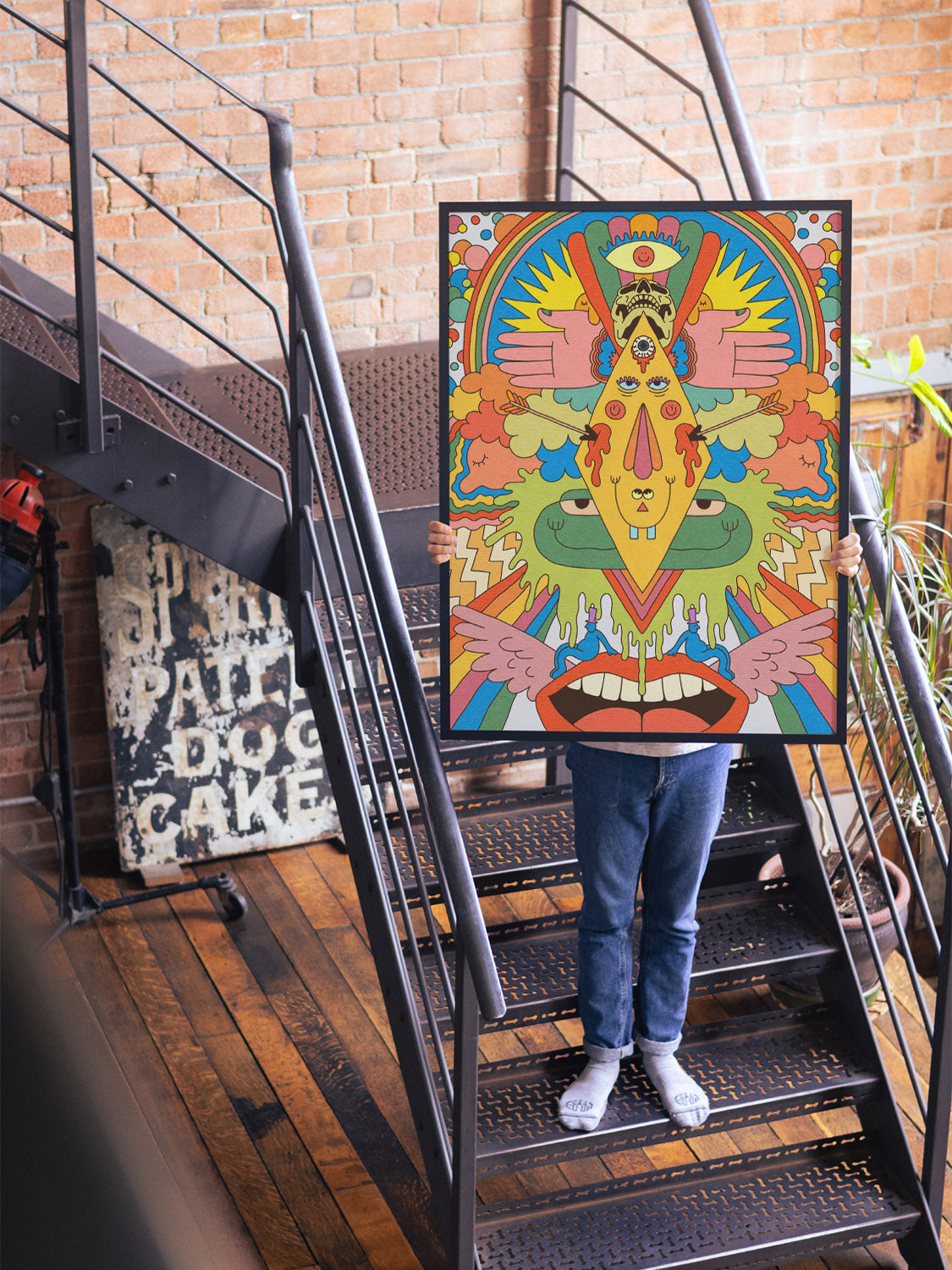 "Vibraphonic" by James Carey, fine art print in black frame showcased in a styled interior setting. |type=lifestyle|