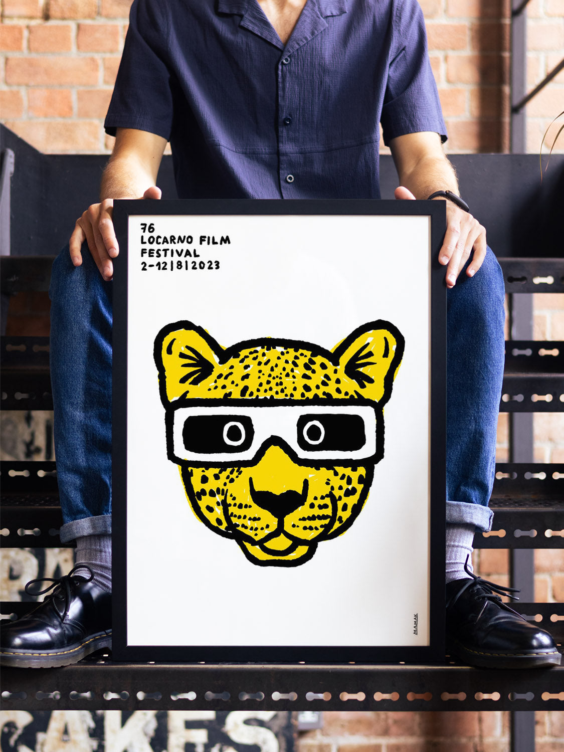 "76 Locarno Film Festival" by Bartosz Mamak, fine art print in black frame displayed in a styled interior setting. |type=lifestyle|