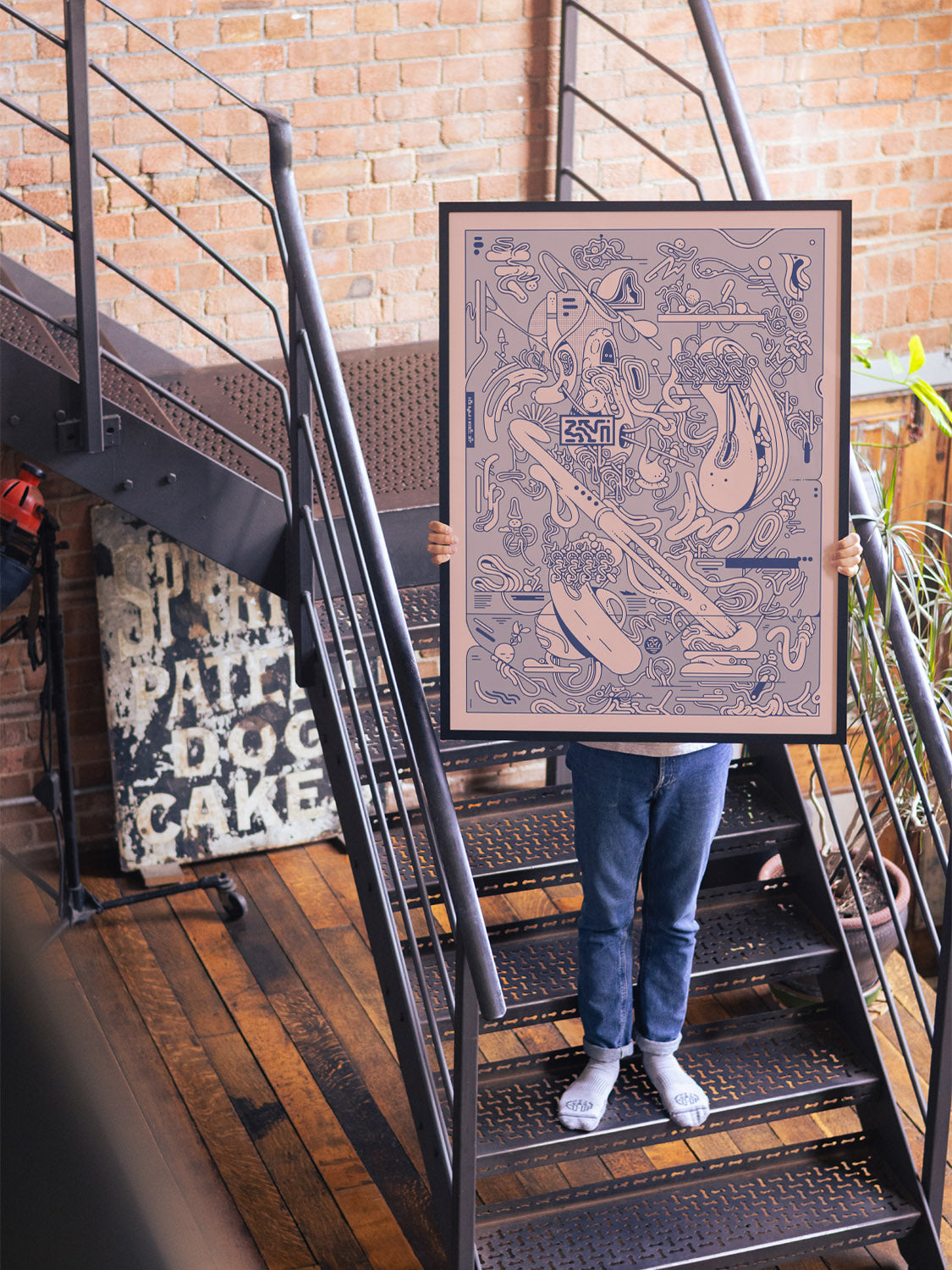 "Tatado" by Ori Toor displayed in a stylish interior, framed in black. |type=lifestyle|