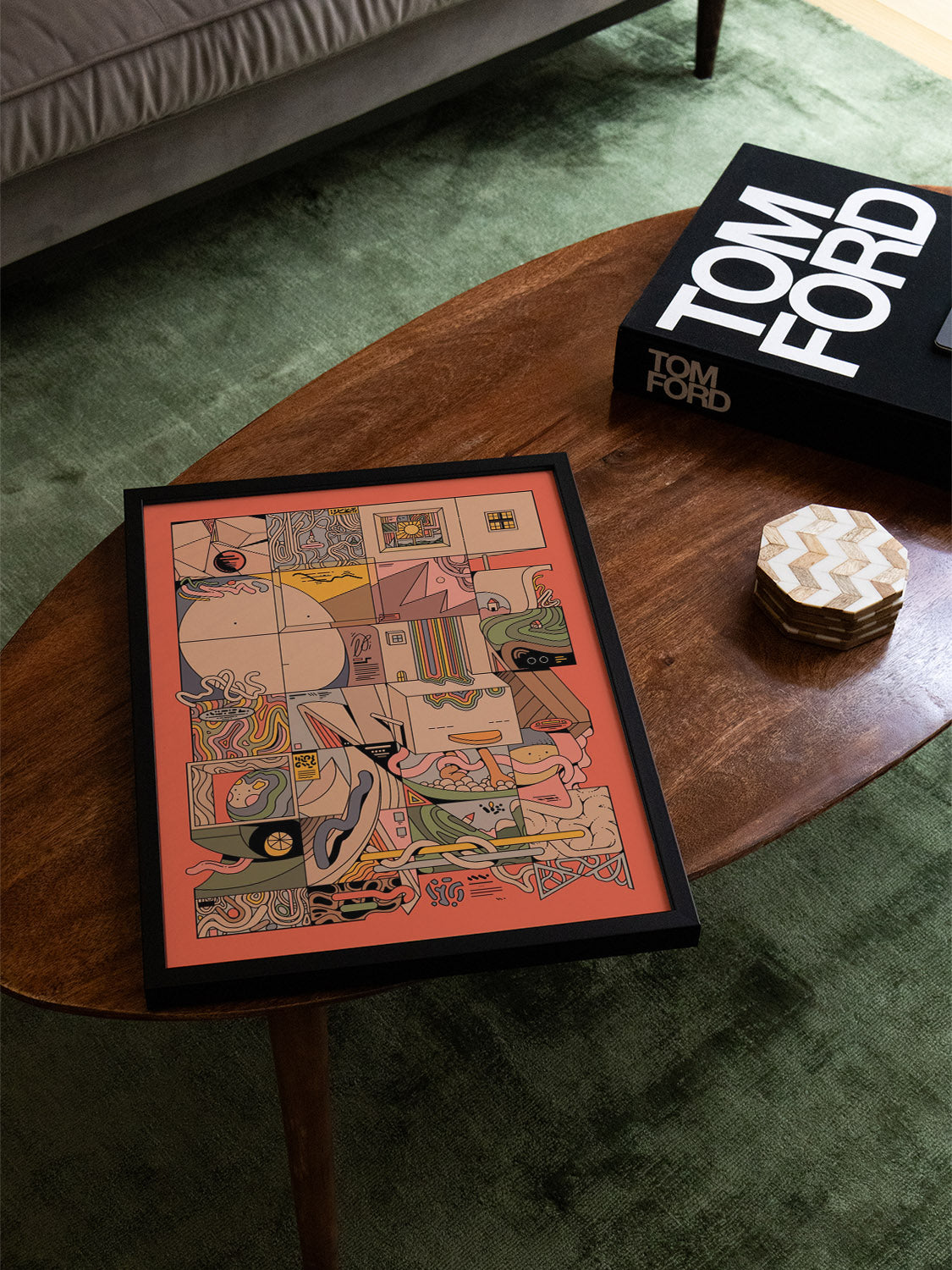 "Grido" by Ori Toor displayed in styled interior, fine art print in black frame. |type=lifestyle|