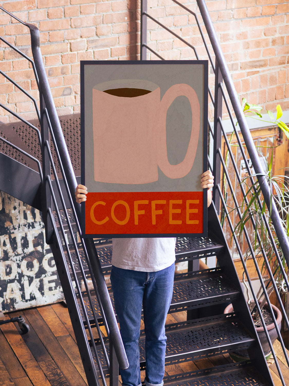 "Coffee" by Sophie Deller in black frame, fine art print in a styled interior setting showcasing contemporary decor. |type=lifestyle|