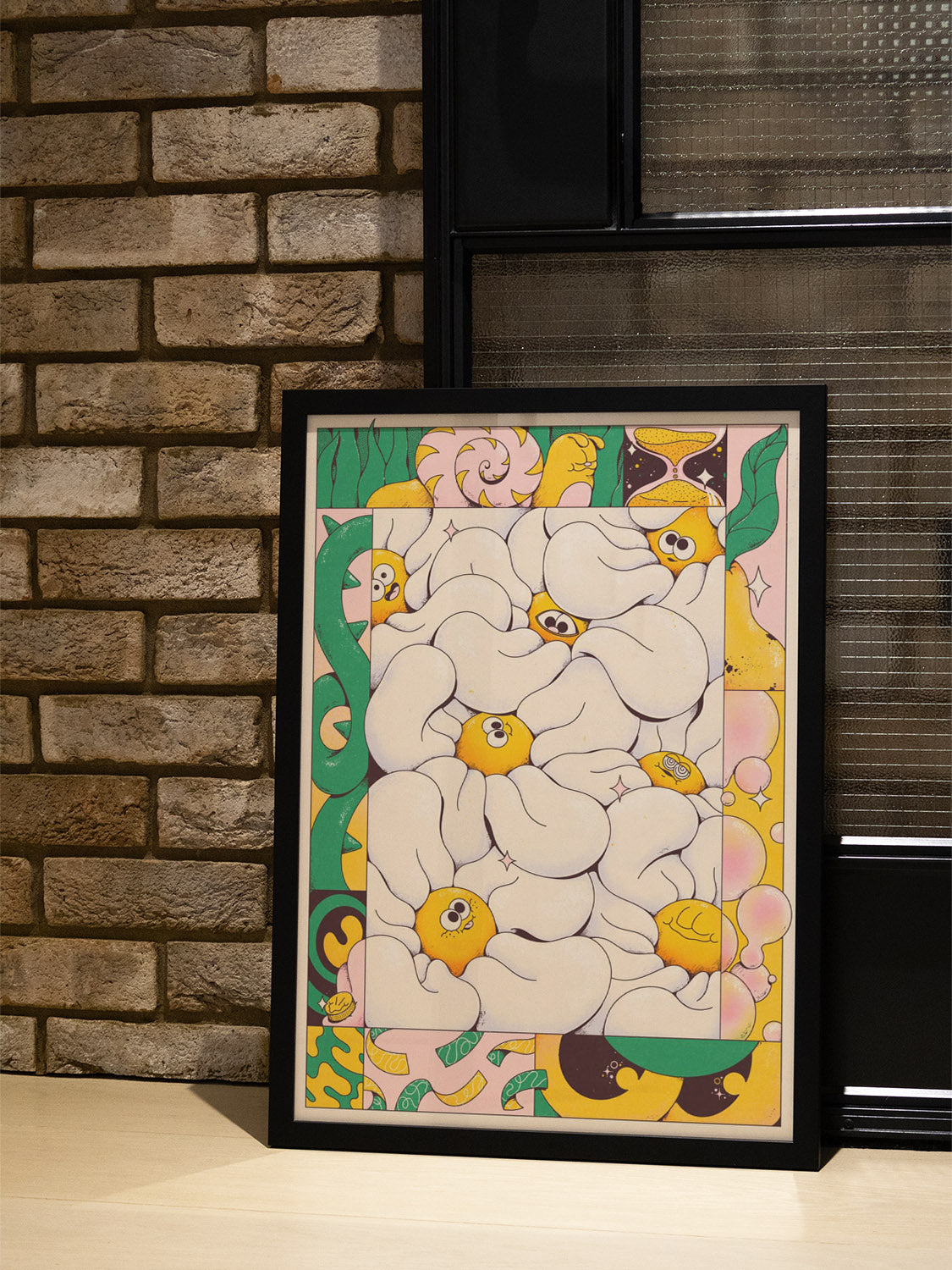 We Are Connected by My Sunbeam in black frame displayed in styled interior setting. Fine art print image. |type=lifestyle|