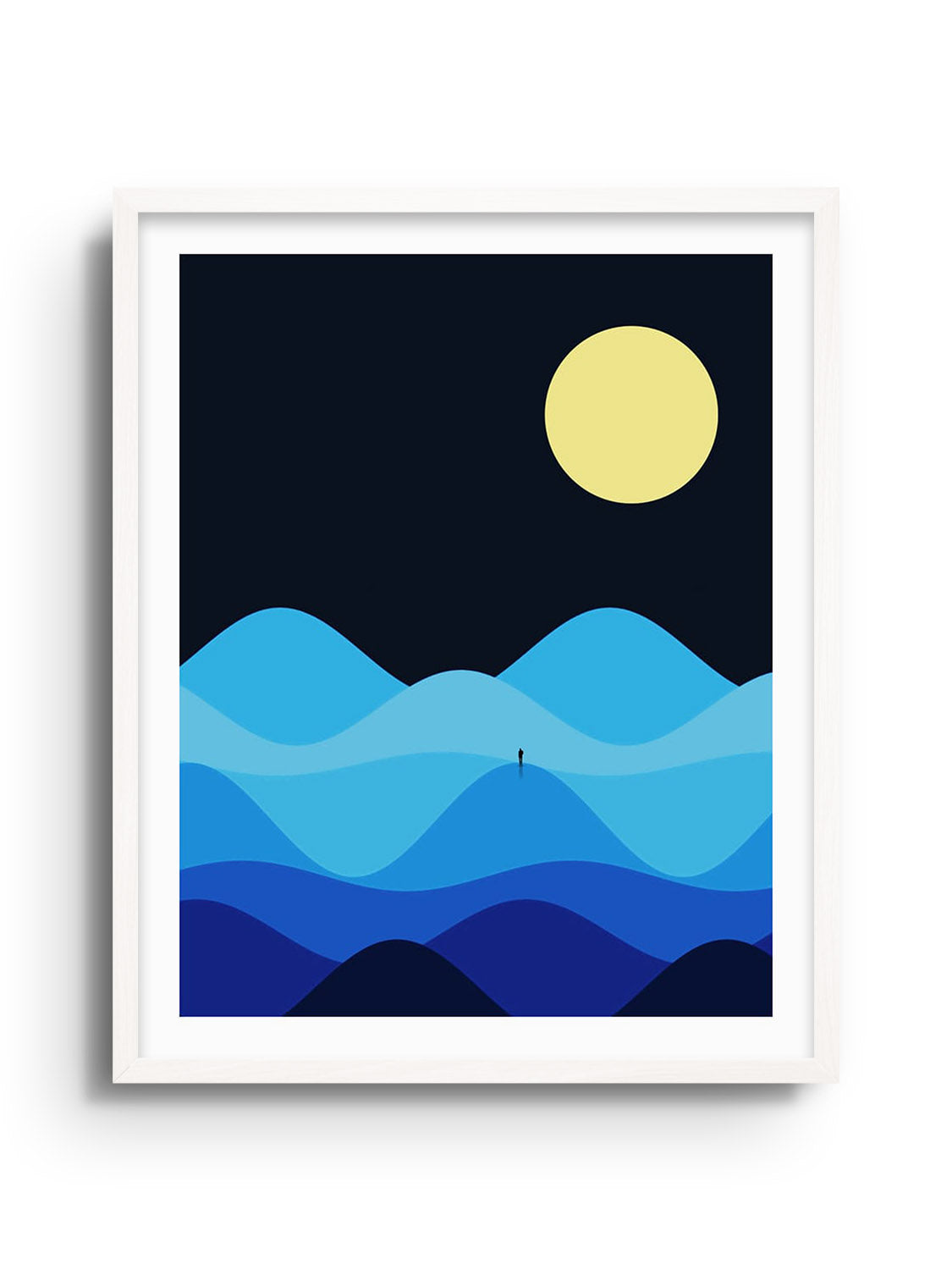 "Arrangements In Blue" by Michael Strevens art print in white frame |frame=White Frame|