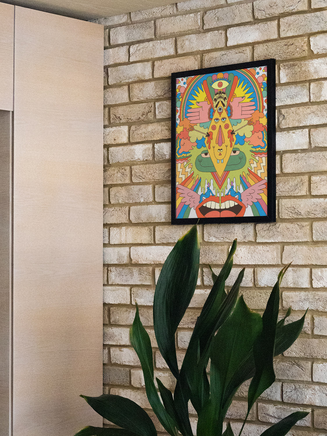 "Vibraphonic" by James Carey in black frame, displayed in an elegantly styled interior setting. |type=lifestyle|