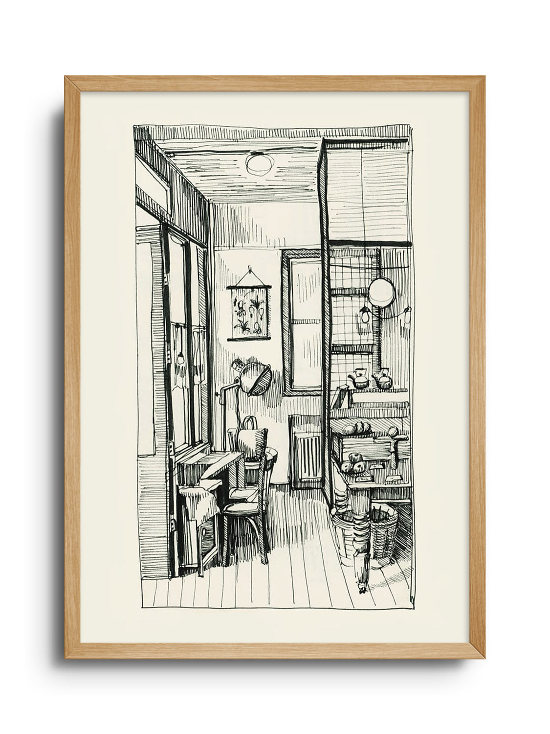 "Interiors" by Emma Louise, fine art print in Natural Frame, showcasing intricate indoor design elements. |frame=Natural Frame|