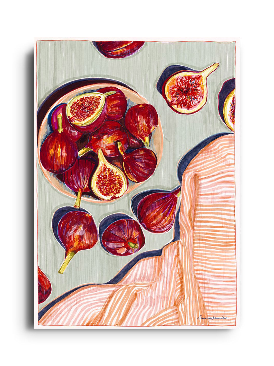 "Figs" by Emma Louise fine art print, unframed, showcasing vibrant, detailed fruit composition. Perfect for modern decor. |frame=Unframed|
