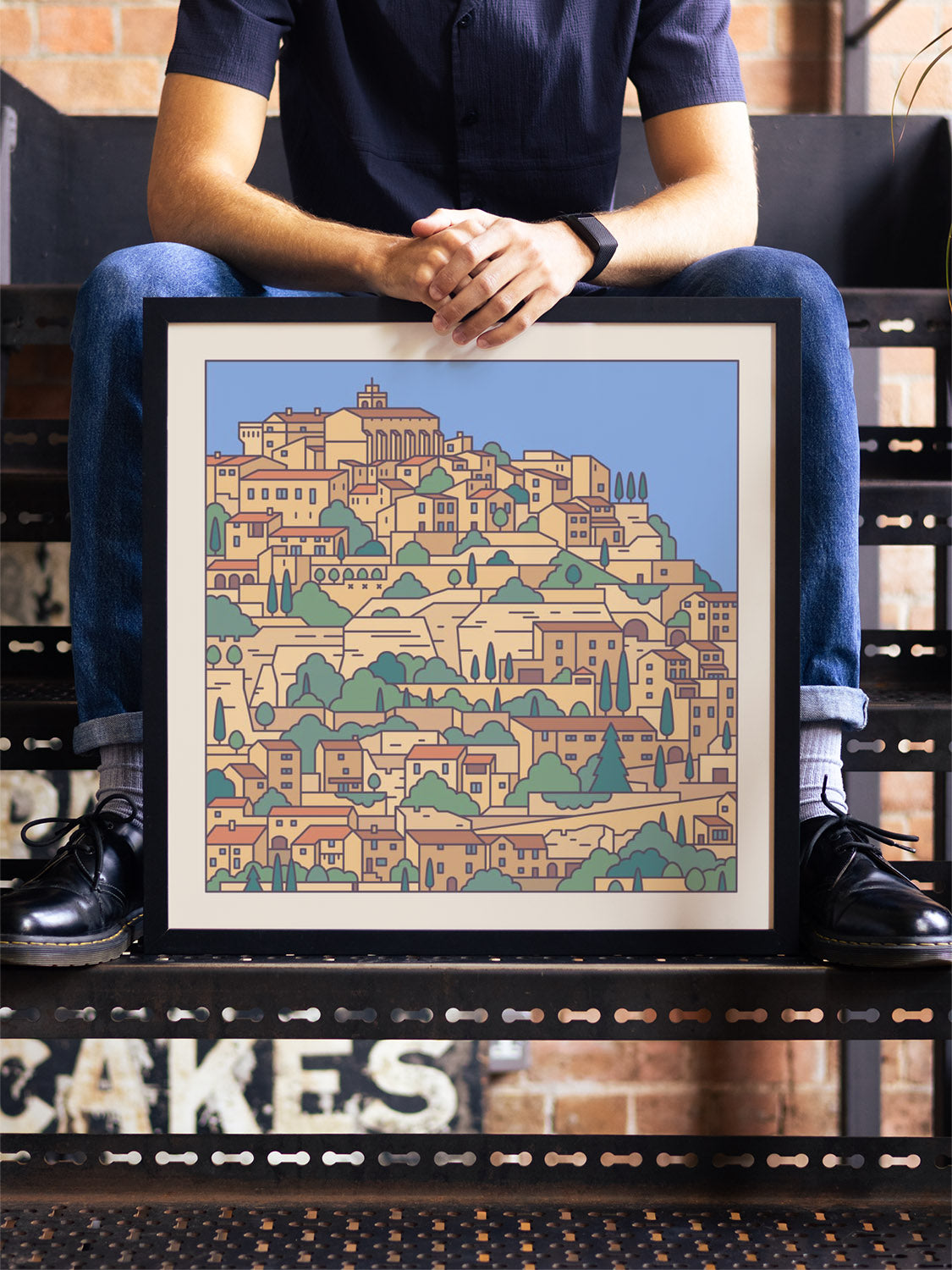 "Settlements 12 – Gordes, France by Rick Crane in black frame displayed in styled interior setting" |type=lifestyle|