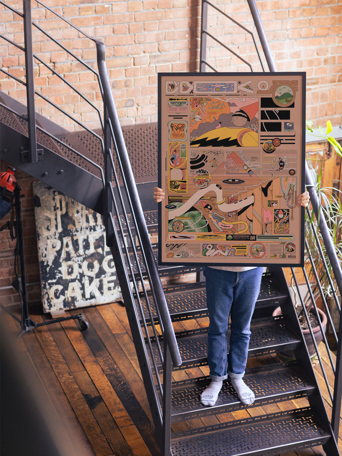 "Magazhieb" by Ori Toor, fine art print in black frame, displayed in a styled interior setting.