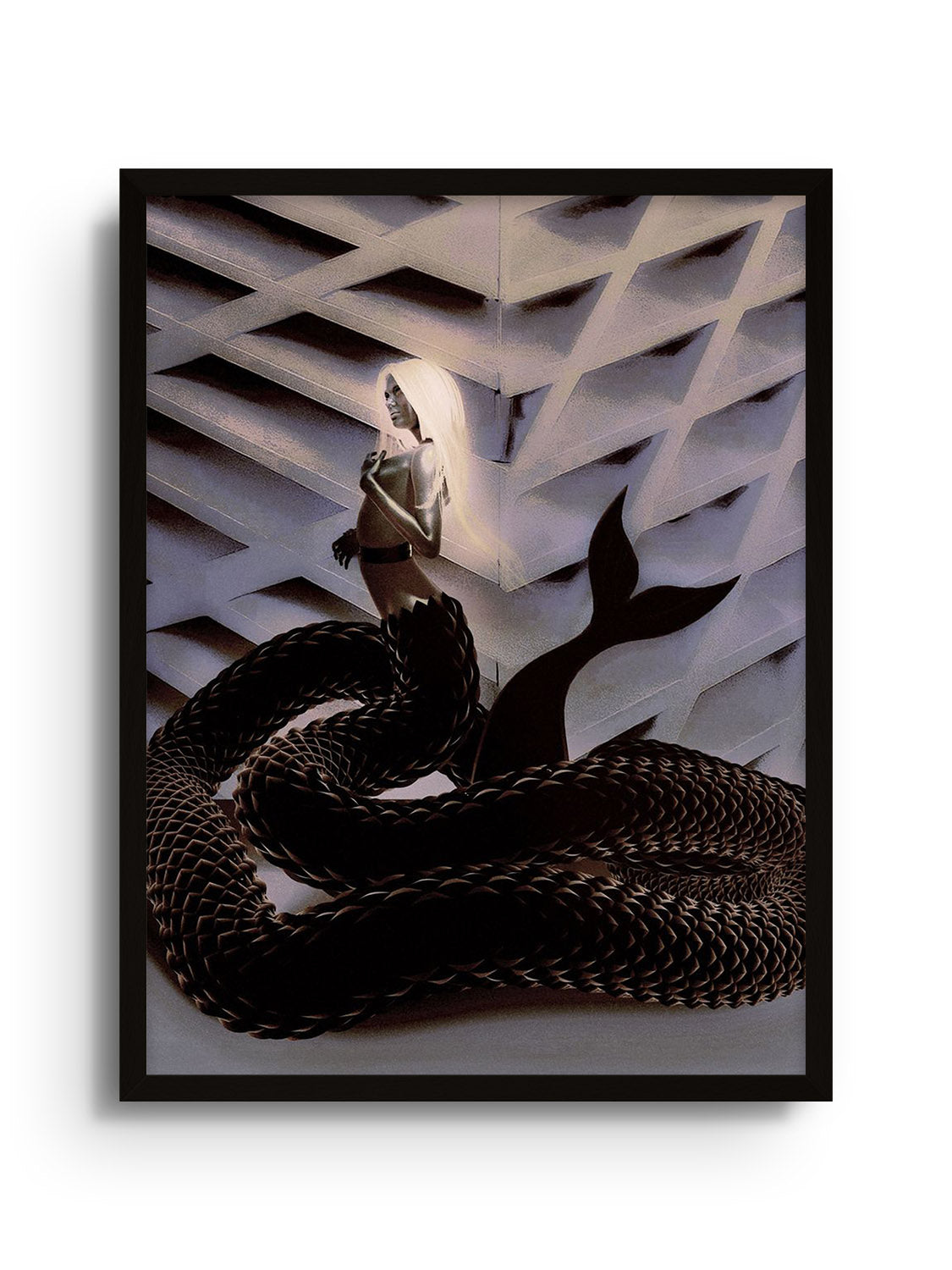 Fine art print "The Woman Clothed in Mischief" by denisa rahma, displayed in black frame.