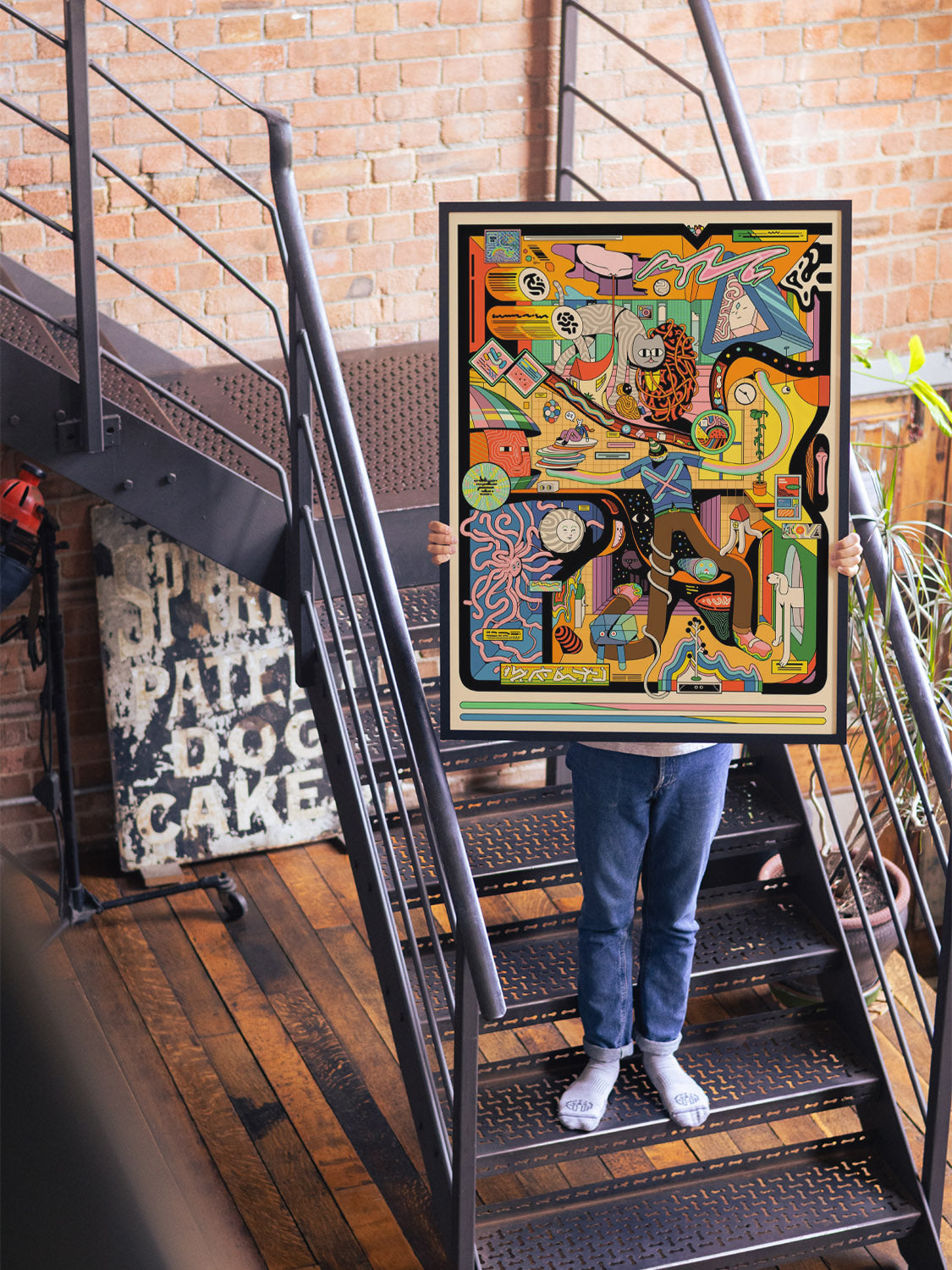 Framographic2 by Ori Toor, fine art print displayed in styled interior, in black frame. |type=lifestyle|