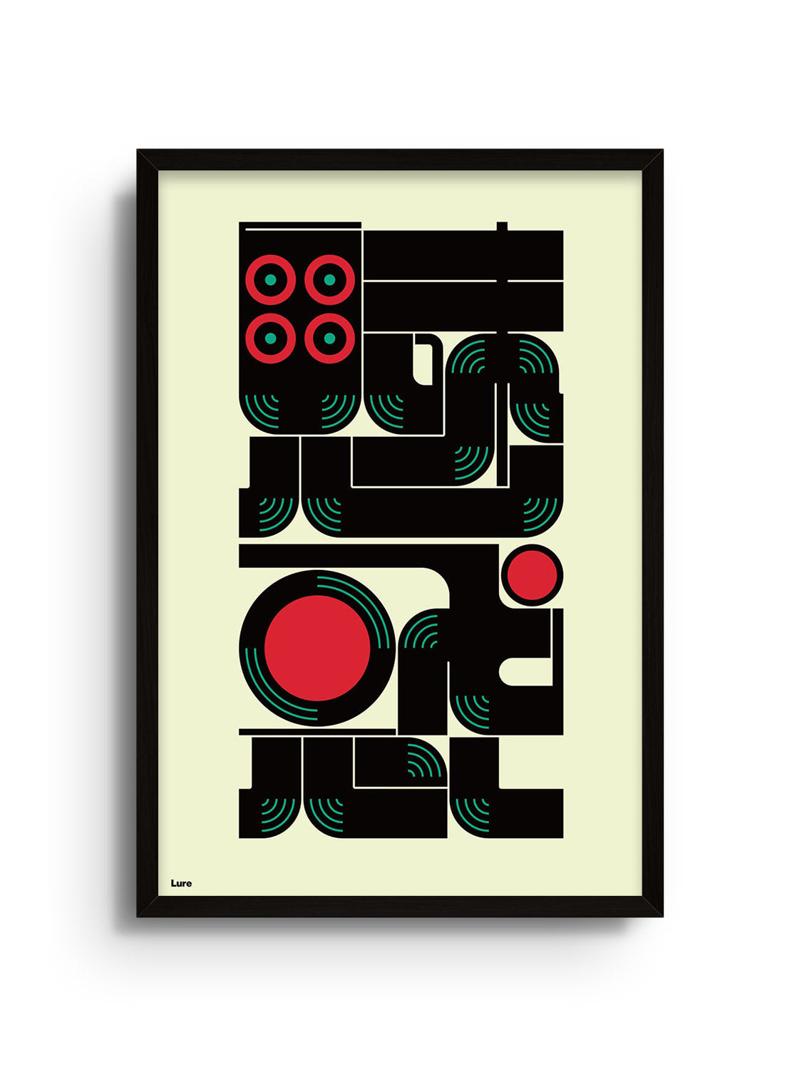 "魅惑 (Lure)" by Kenichi Minami in black frame, fine art print displaying vibrant abstract elements. |frame=Black Frame|